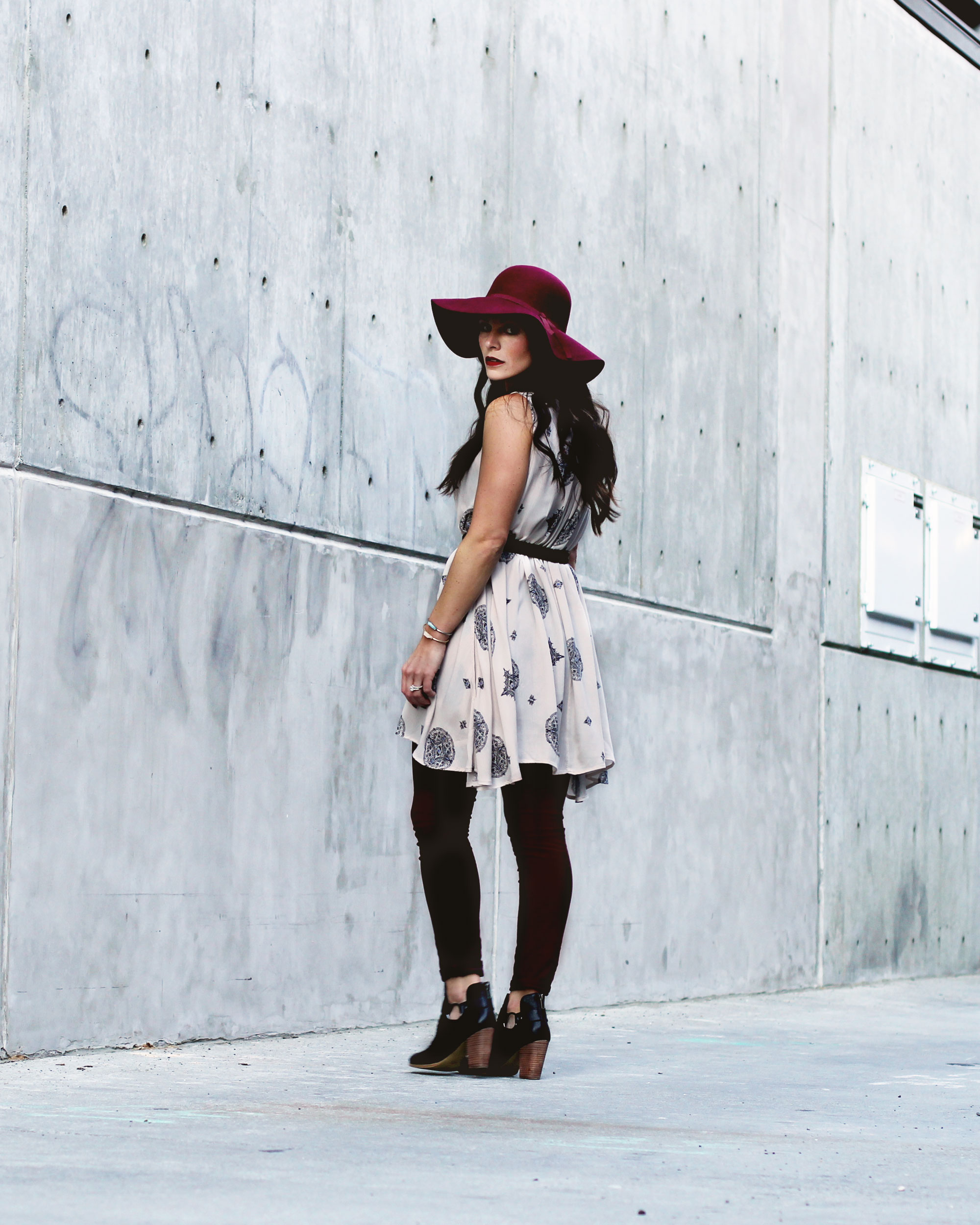 Fall Fashion on www.me-and-mrjones.com, Free People Tree Swing Top, J.Crew Cords, Old Navy Felt Floppy Hat, SeychellesImpossible Booties, Rebecca Minkoff Mini Fiona