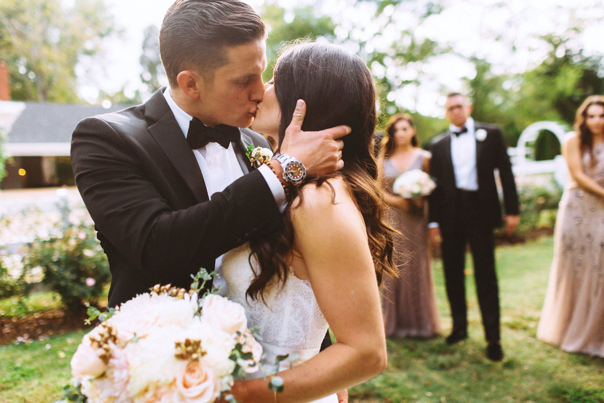 Me & Mr. Jones Wedding, Rustic Glam, Black Tie Wedding, Watters Carina Corset, Watters Amina Skirt, Blush Flowers, Gold Wedding, Rolex GMT Master II