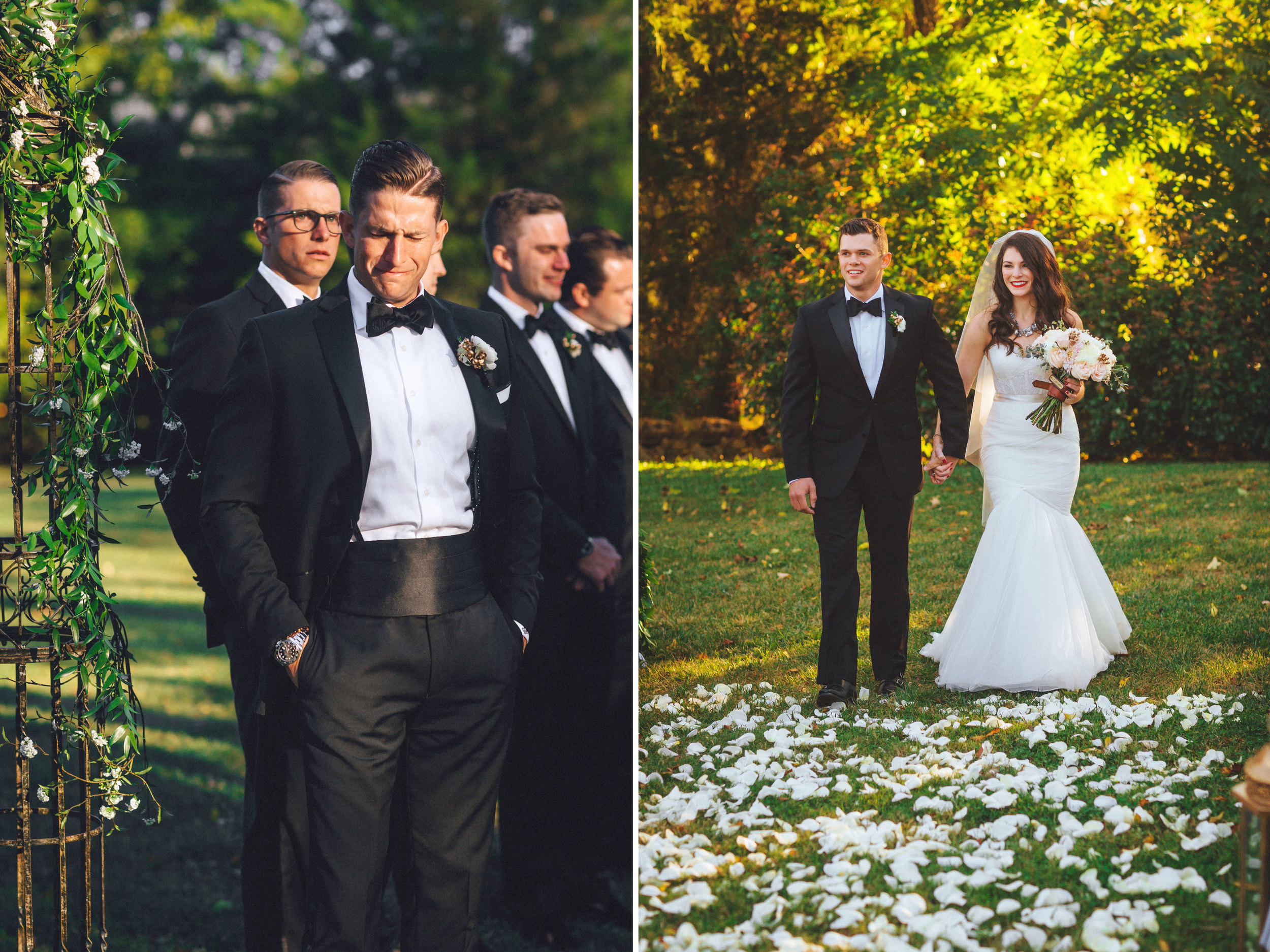 Me & Mr. Jones Wedding, Outdoor Wedding Ceremony, Rose Petals on Aisle, White Rose Petal Aisle