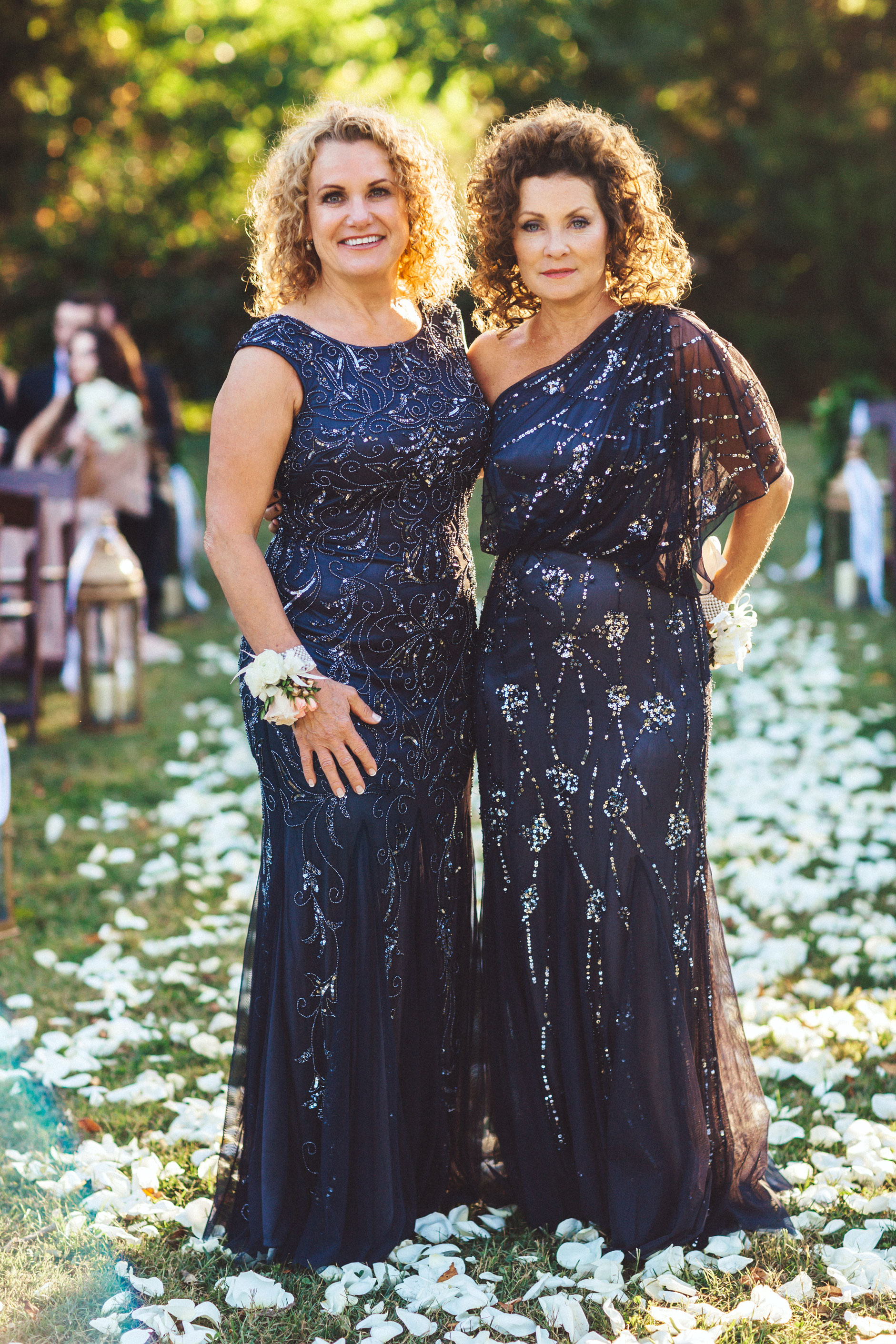 Me & Mr. Jones Wedding, Mother of The Bride, Mother of the Groom, Adrianna Papell Beaded Gown, Matching Mothers, Black Tie Wedding, Adrianna Papell One Shoulder Gown