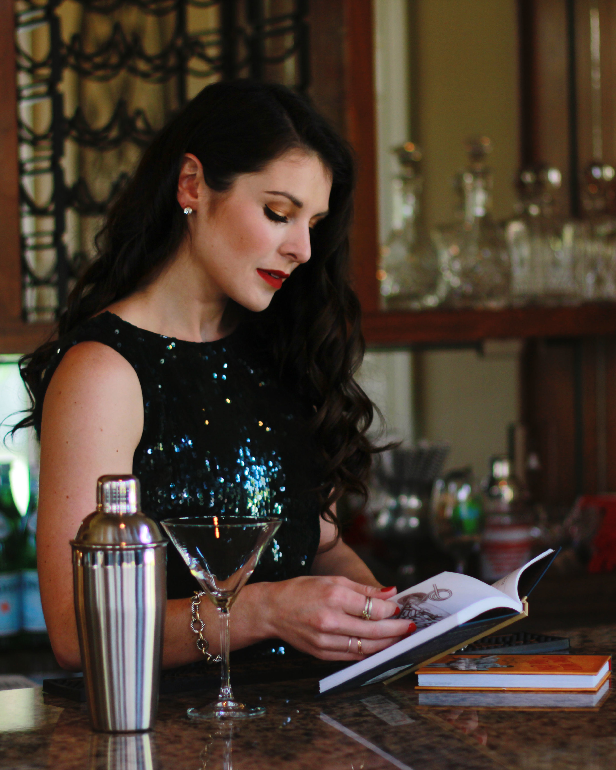 NYE Outfit, Dress the Population Audrey Sequin Body-Con Dress, Jessica Simpson Camby Suede Pumps, Kate Spade Steal the Spotlight Camera Clutch, Old Hollywood Glamour Hairstyle, Black Tie Outfit