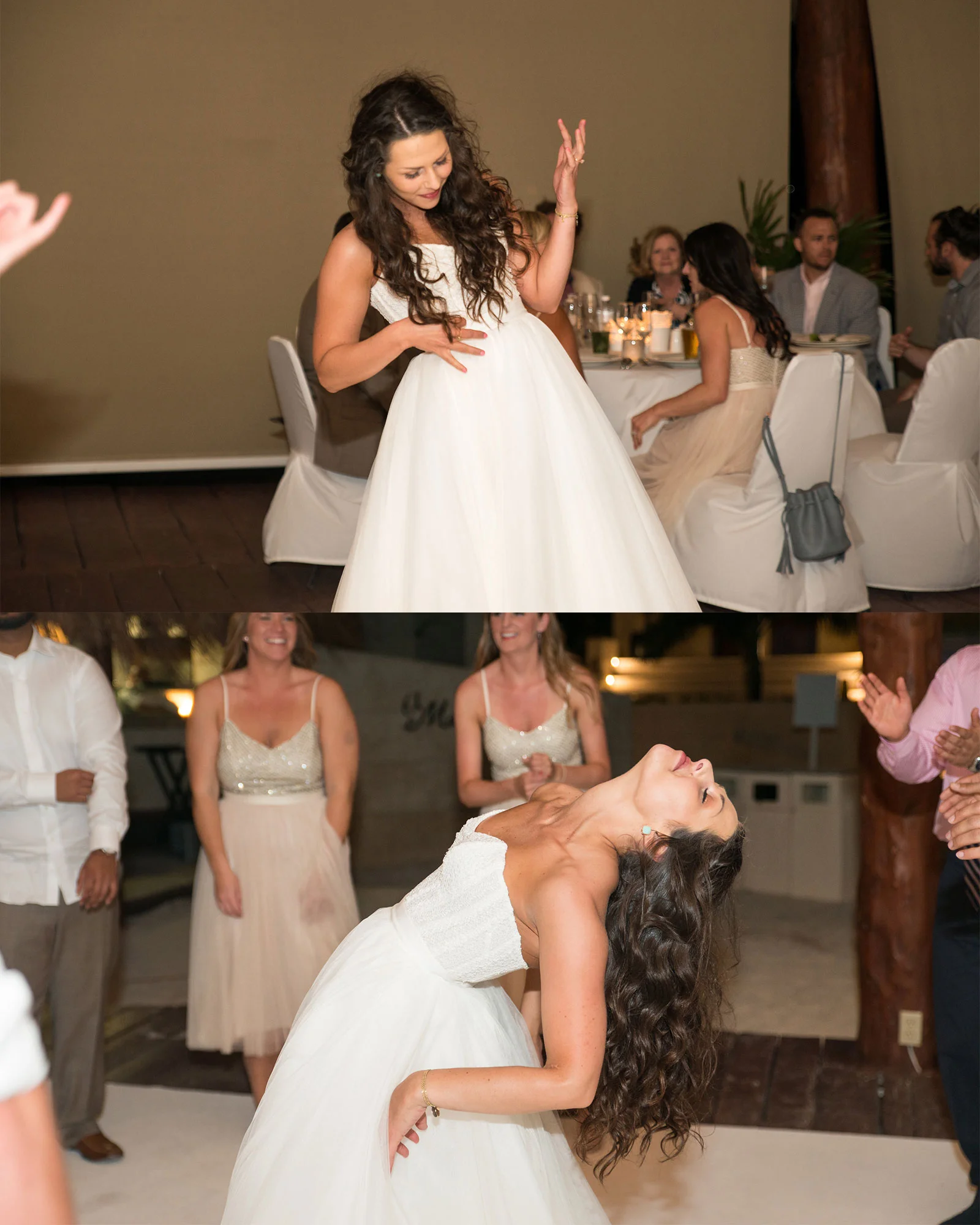 Bridal separates, dancing bride, epic electric guitar, Watters Ashan skirt and Carina corset.