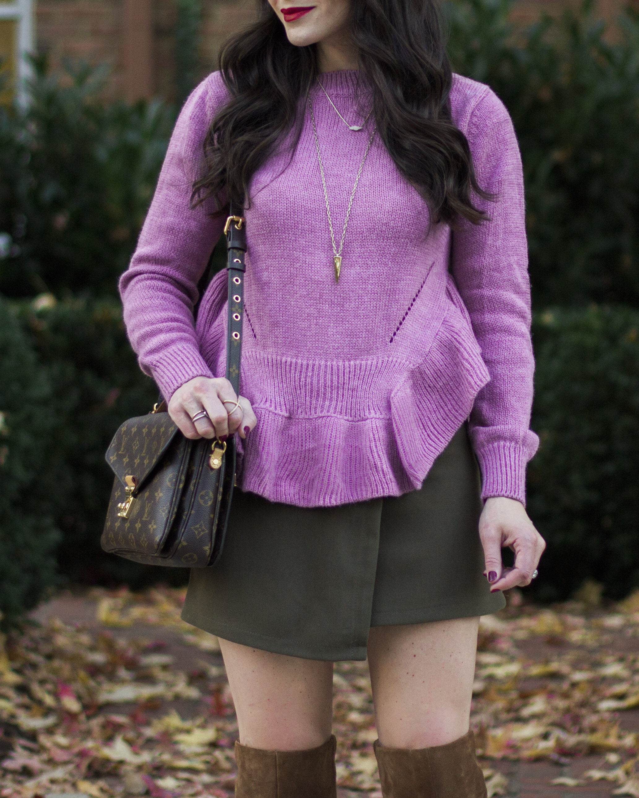 preppy fall winter outfit striped turtleneck louis vuitton speedy — bows &  sequins
