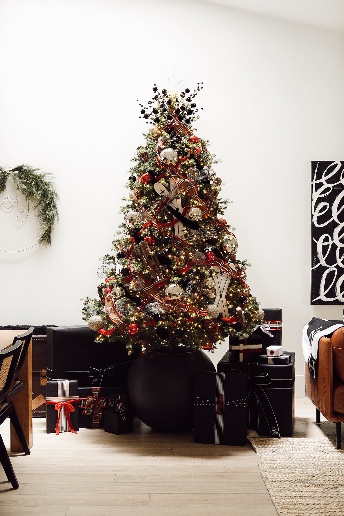 BLACK, WHITE, & RED TREE DECOR // CHRISTMAS 2021 — Me and Mr. Jones