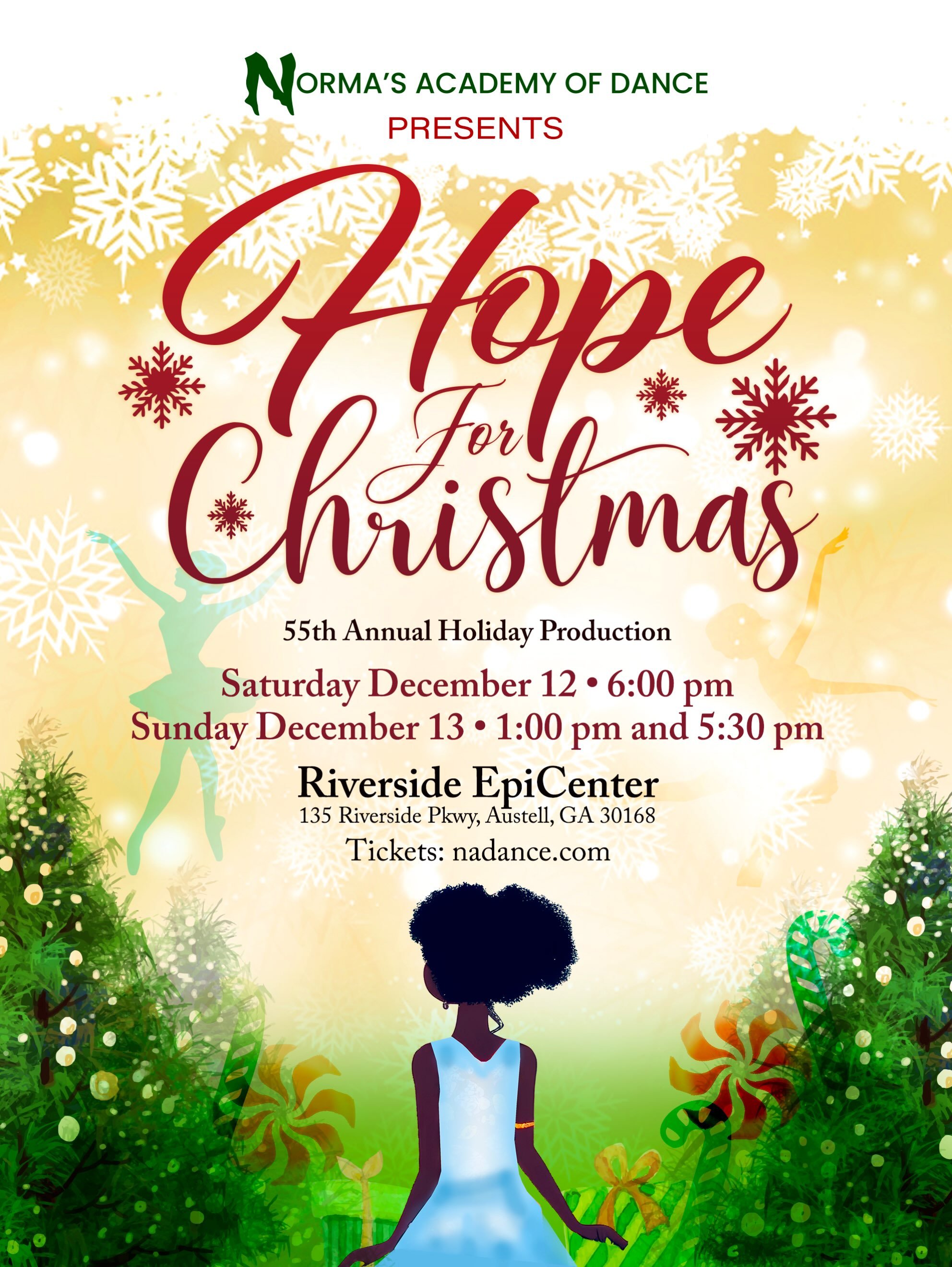 ✨ The countdown to Holiday magic begins! ✨

A beloved NAOD holiday tradition returns with a brand-new look. First premiered in 1998, Hope for Christmas is being reimagined for our 55th season!
Follow Nadia, a young girl in foster care, as a Christmas