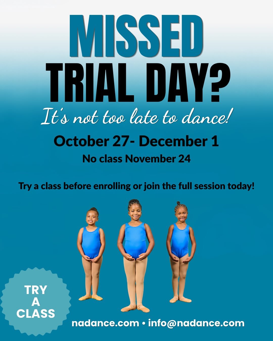 🍂 Our 5-Week Fall Session Starts TODAY! 🩰

There&rsquo;s still time for your dancer to join us at Norma&rsquo;s Academy of Dance! Whether they&rsquo;re brand new to dance or ready to try something different, we&rsquo;d love to welcome them into the