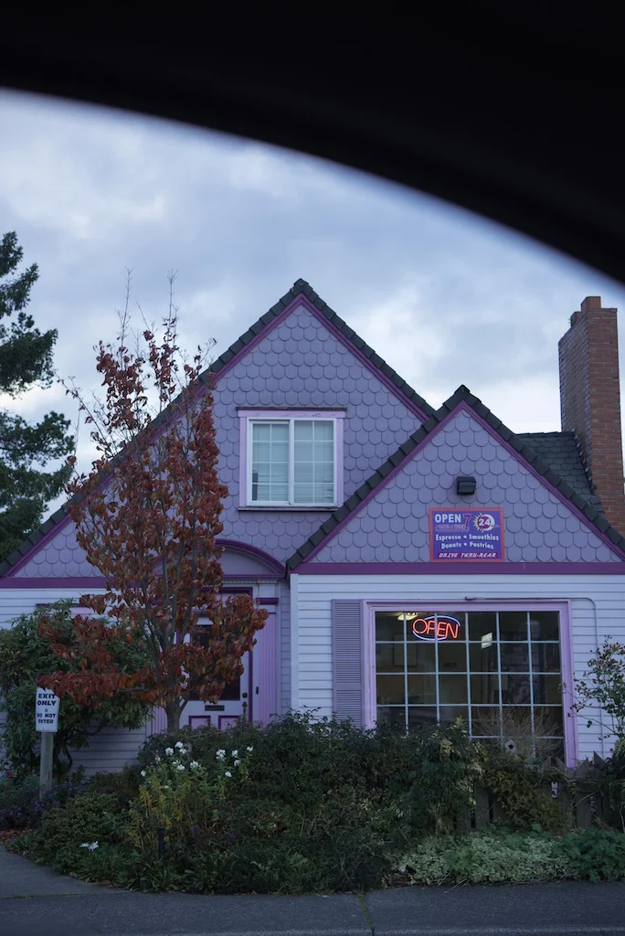 The cutest purple donut house.