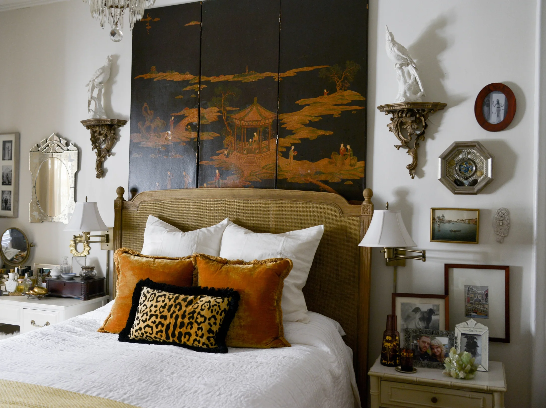 Same view but showing the bed with the low profile foundation/box spring | Photograph by Lauren L Caron © 2015