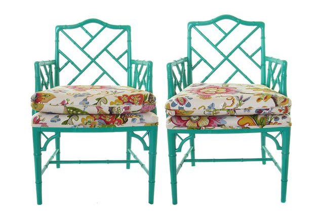 Faux Bamboo Chippendale Chairs - A Pair