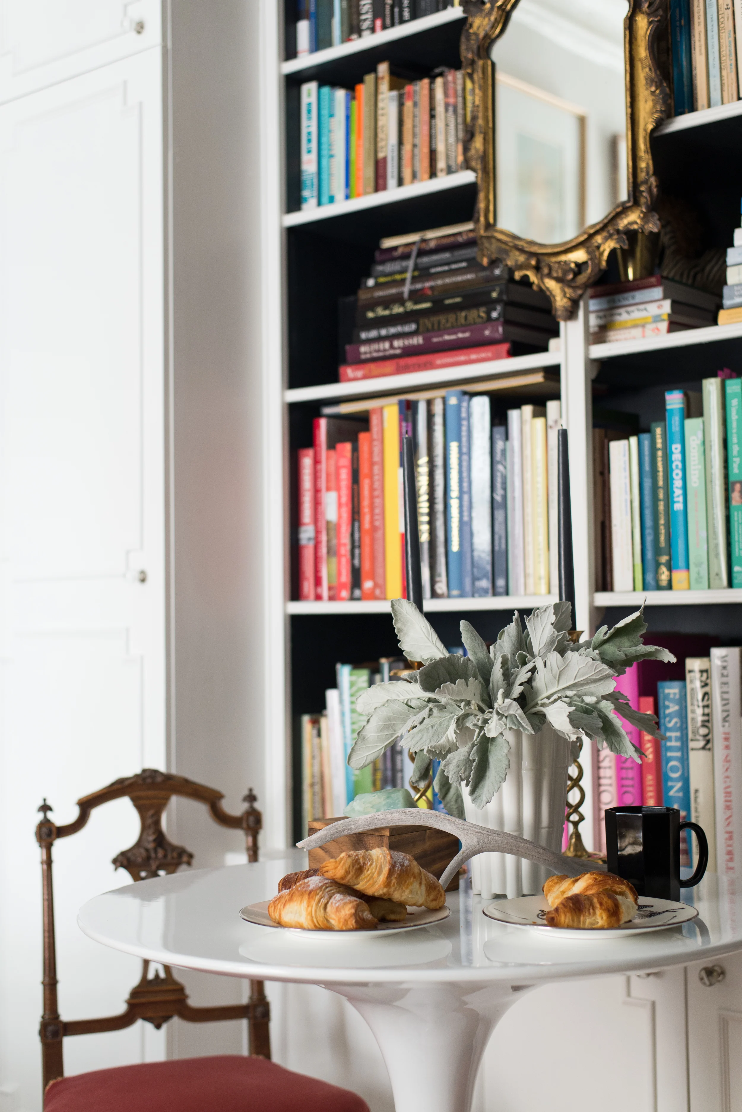 I recently wrote about how our little table was a late edition. It's the perfect breakfast nook and work space for when my desk is too cluttered. 