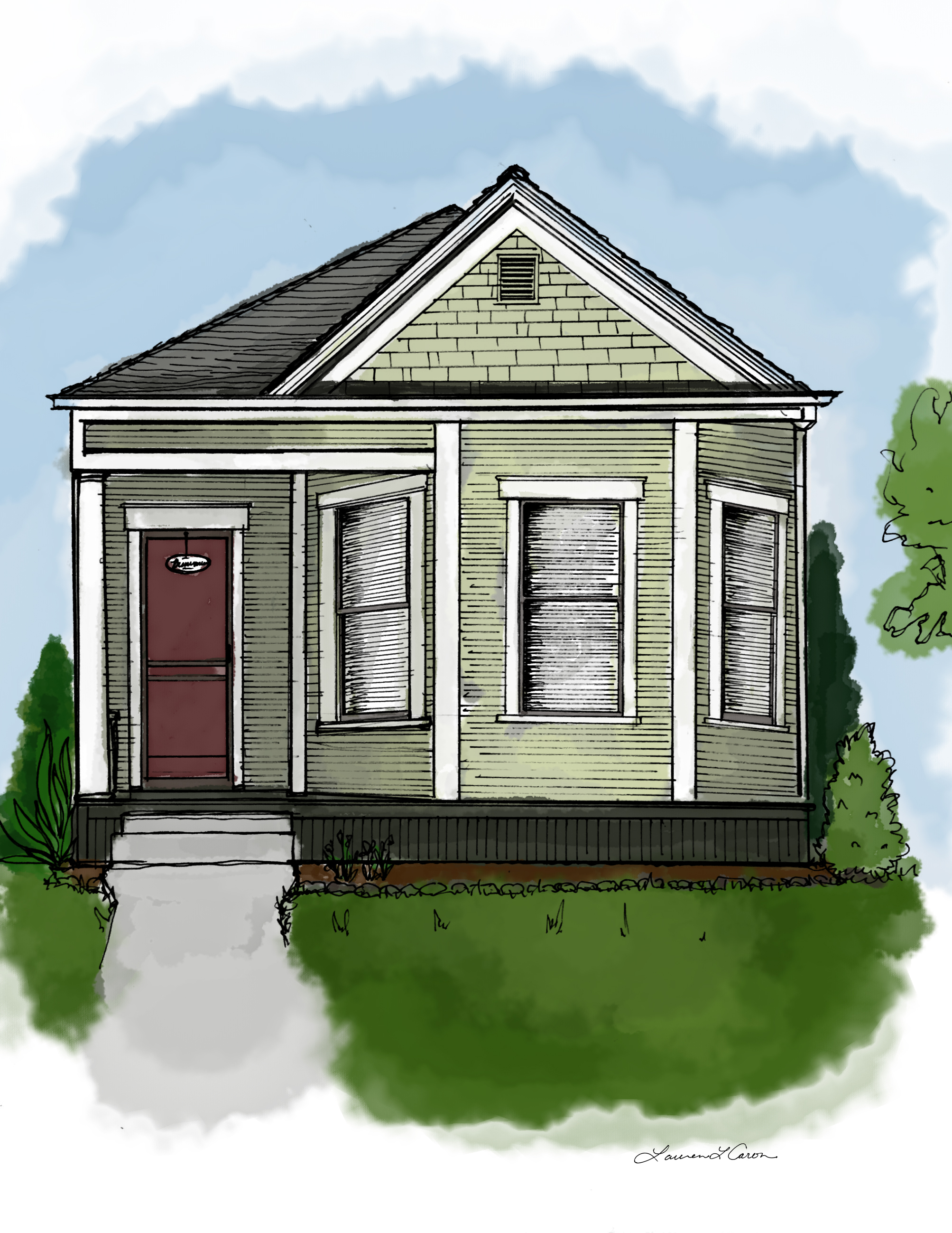 A sketch of our little house that I did this week when I couldn't be productive doing other work. 