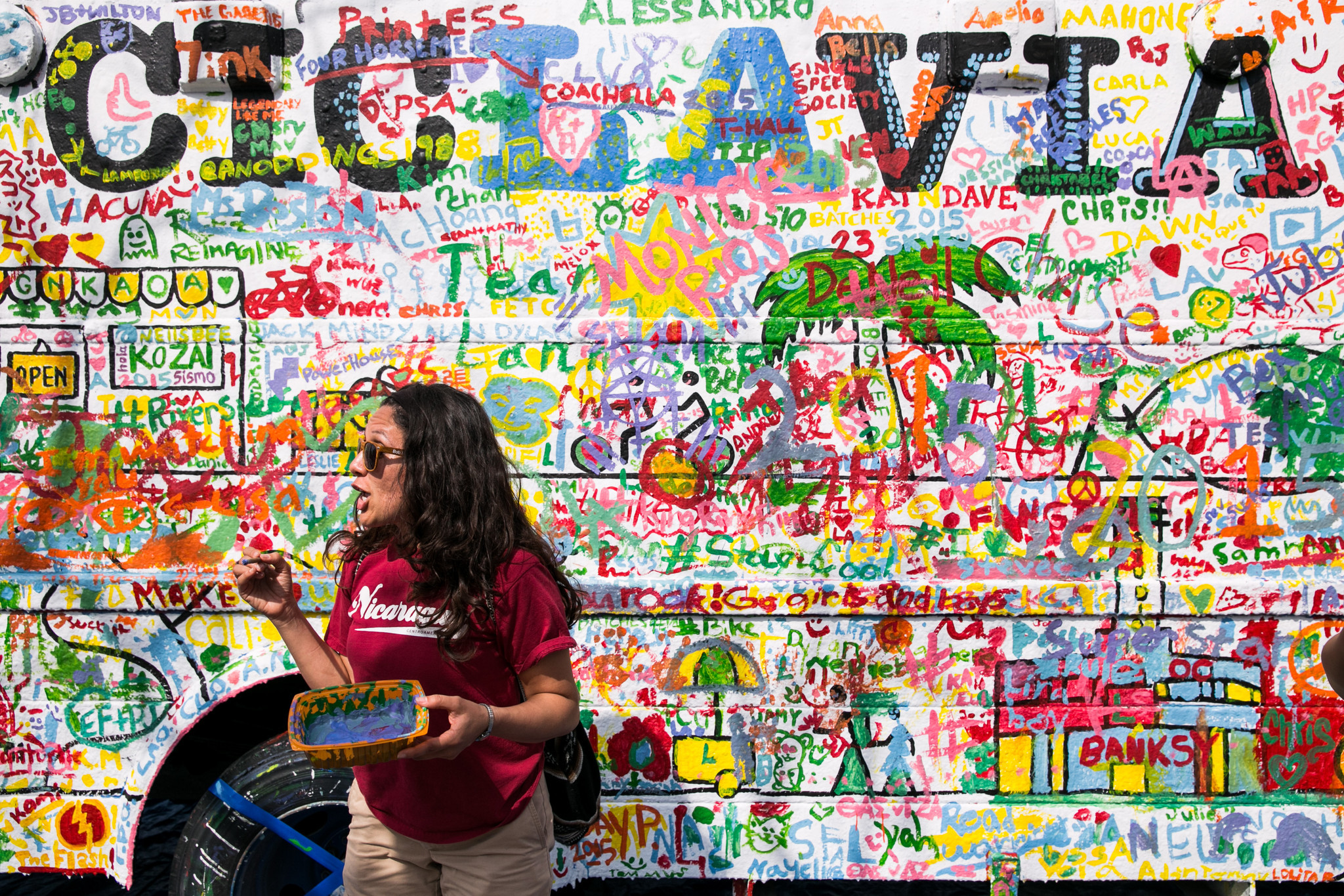 Rest your legs and get creative with the community mural