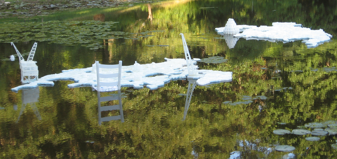 "Distant Mirrors" floating down the Providence River