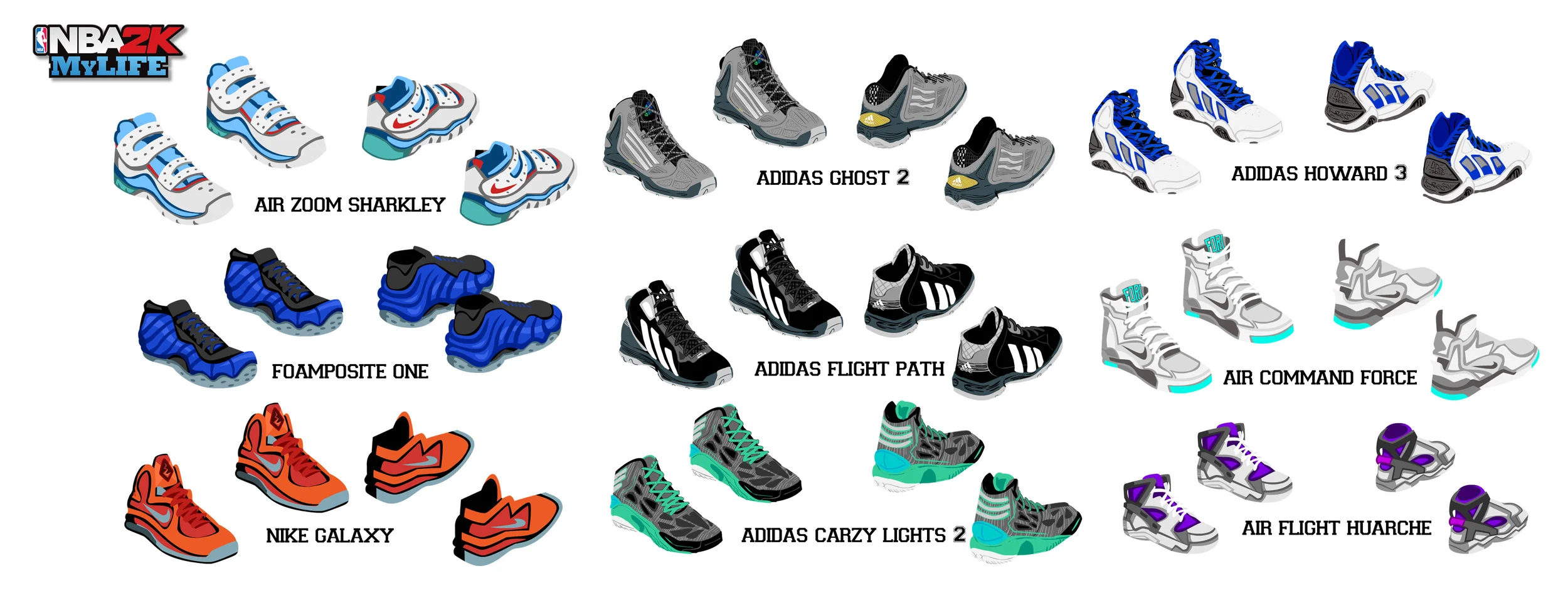 Name Brand Shoes for NBA 2K MyLIFE