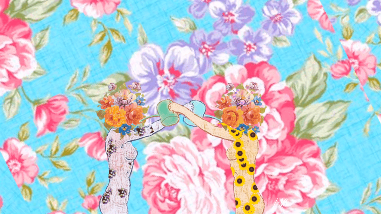 two women pouring flower animation