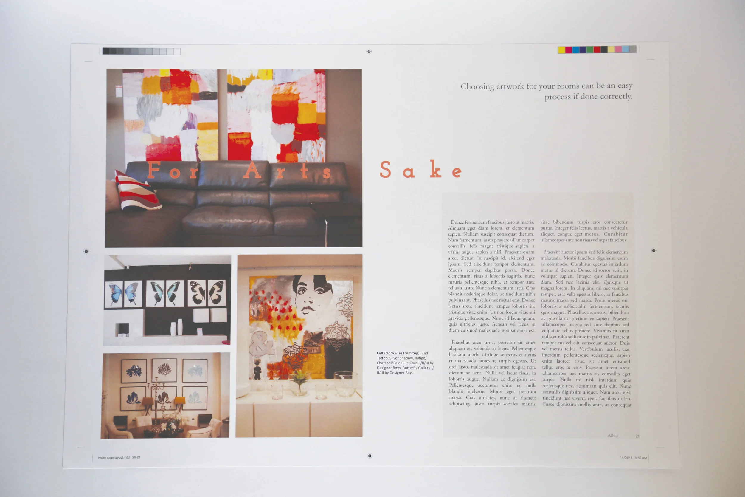 Layout of artwork article