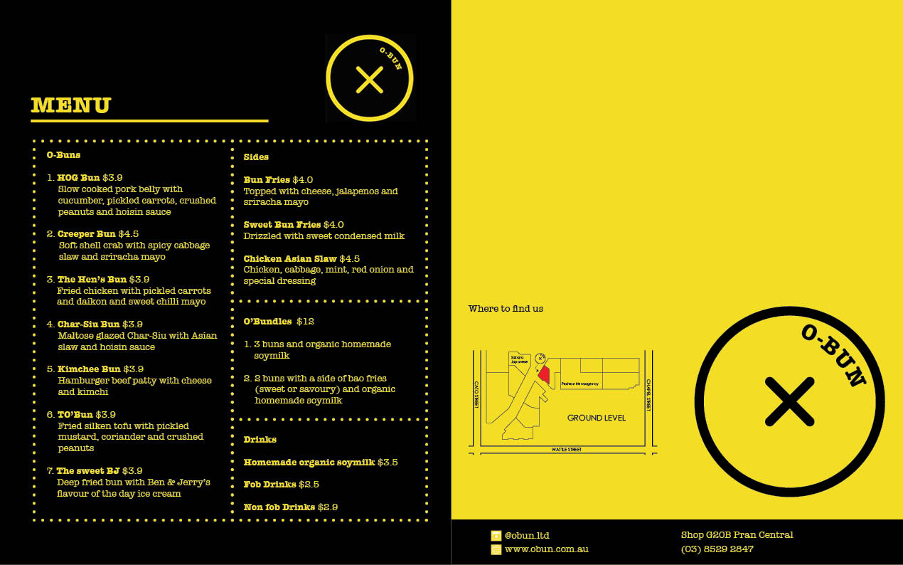 O'Bun takeaway menu