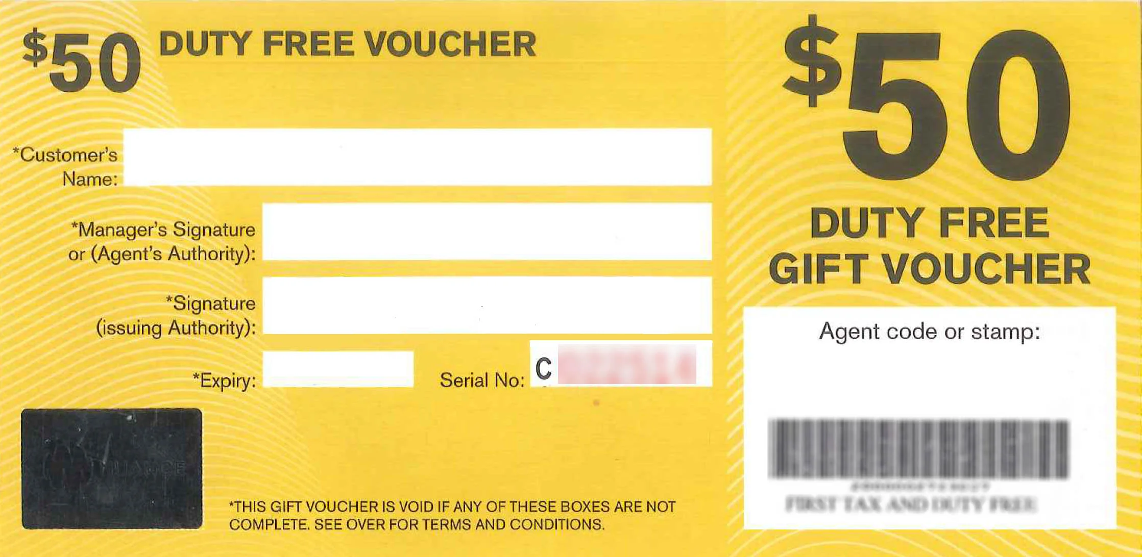 Old $50 gift voucher (front)