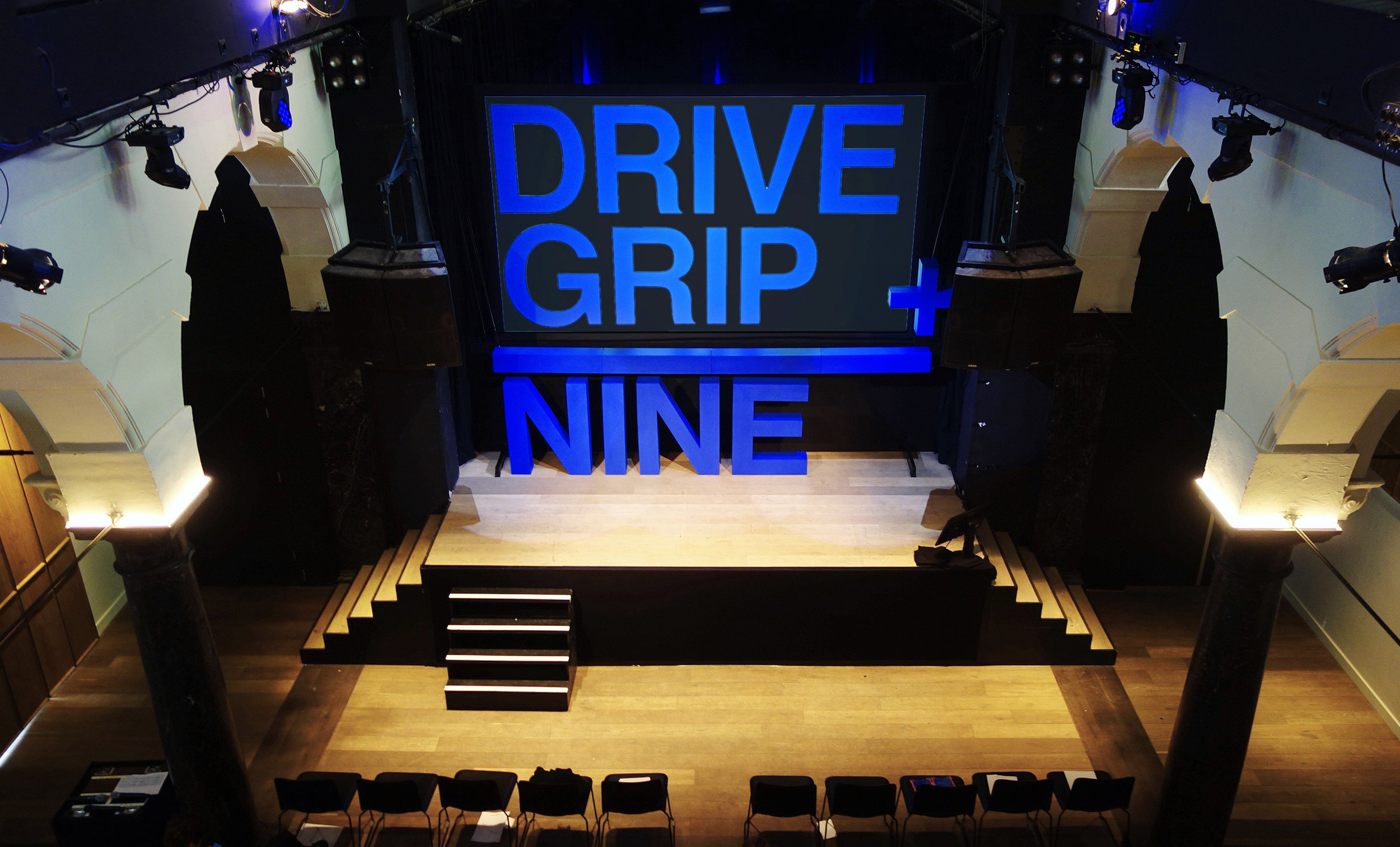 ARCH9 2017: stage with digital screen and styrofoam letters