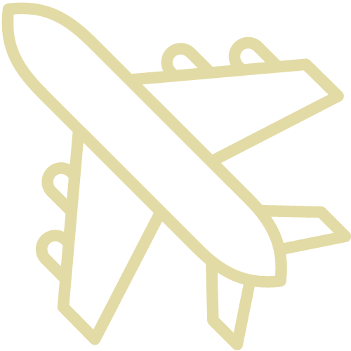 Pale yellow icon image of an airplane