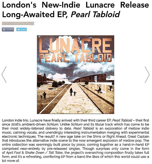 &ldquo;A refreshing, comforting EP from a band the likes of which this world could use a lot more of.&rdquo; Thanks for the review of Pearl Tabloid @rngldrmag 
Out now! Link in Bio.