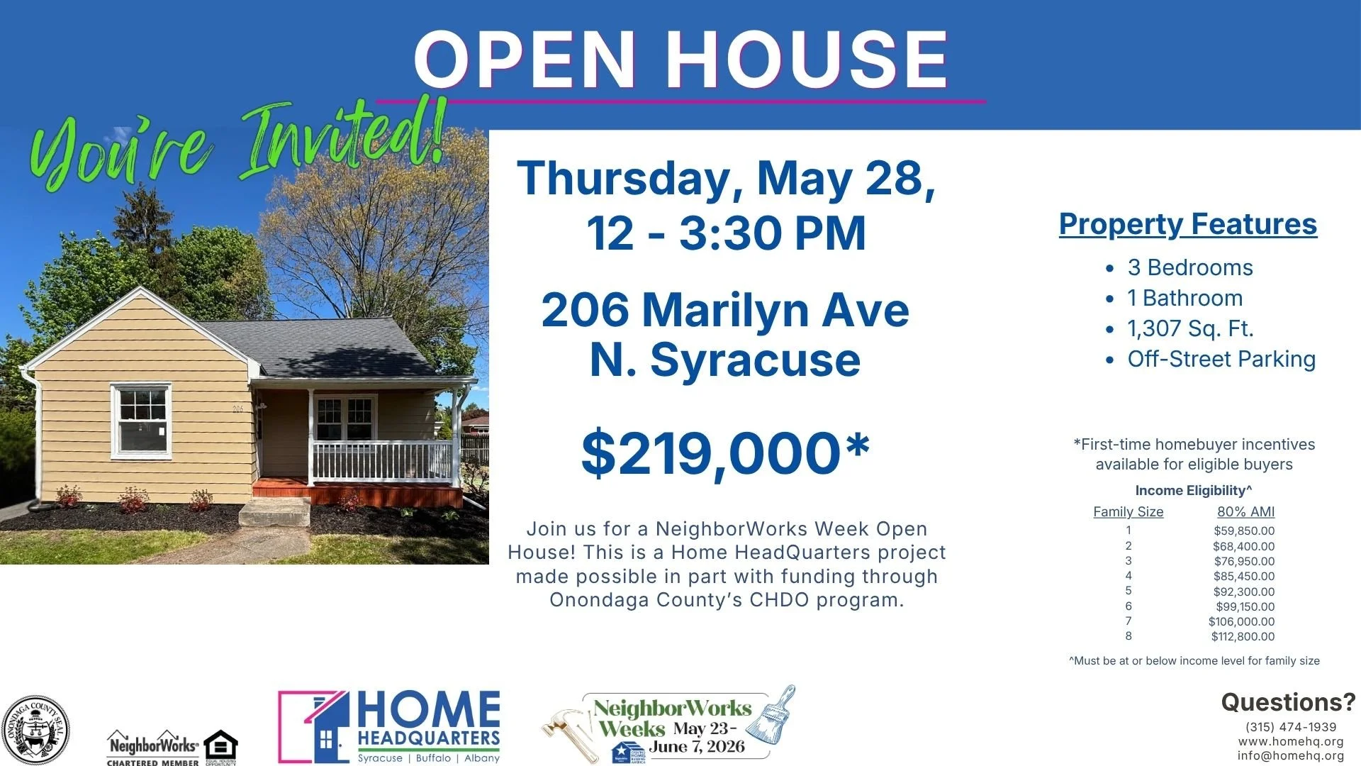 HHQ NeighborWorks Weeks Open House Thursday, May 28, 2026, 12-3:30 PM