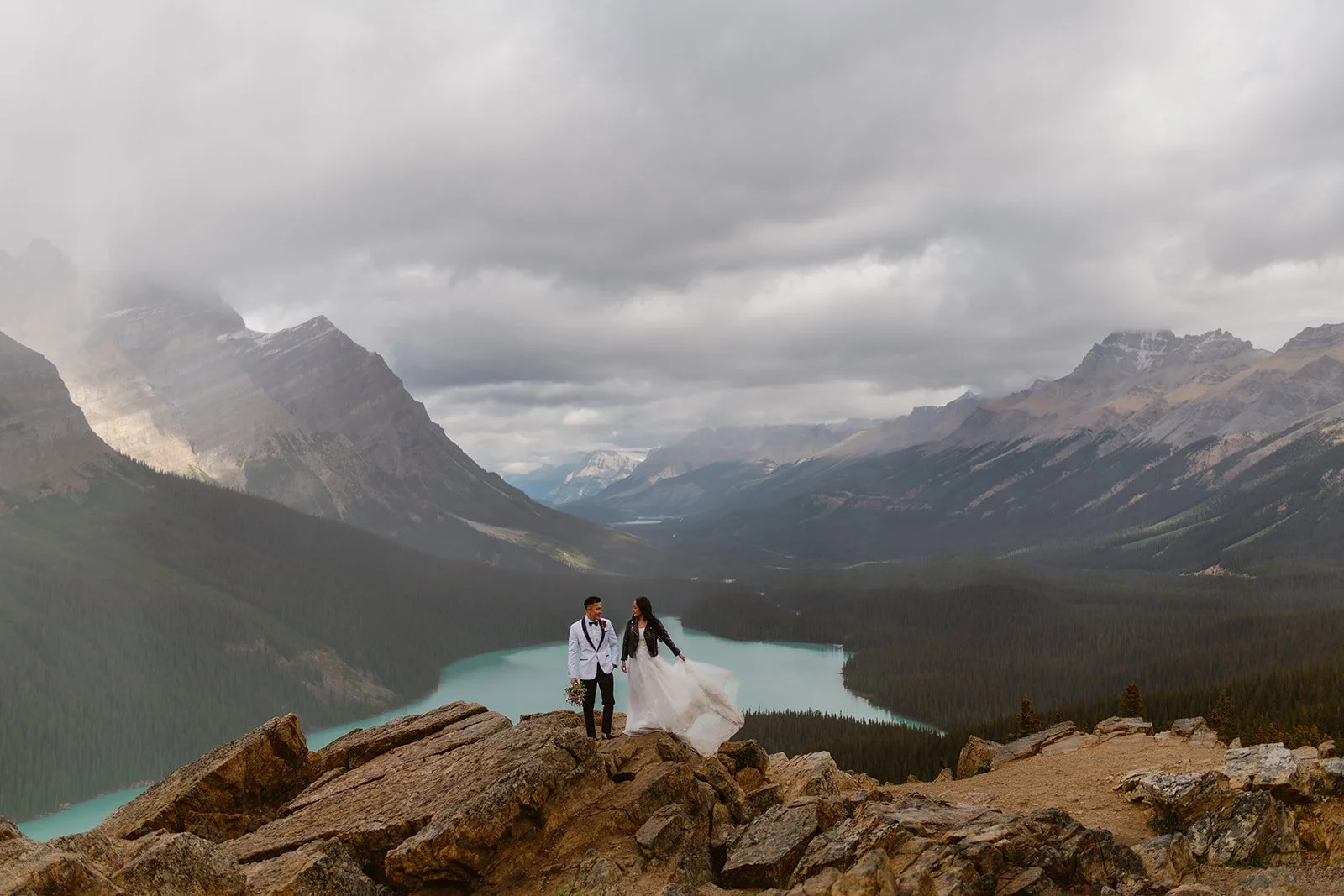 Moody Sunrise Peyto Lake Elopement