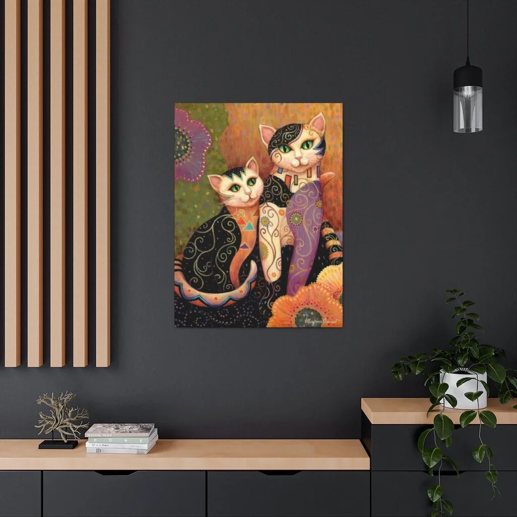 Kleo Kats, Klimt Inspired Artwork of Cats, Wall Art Canvas Prints