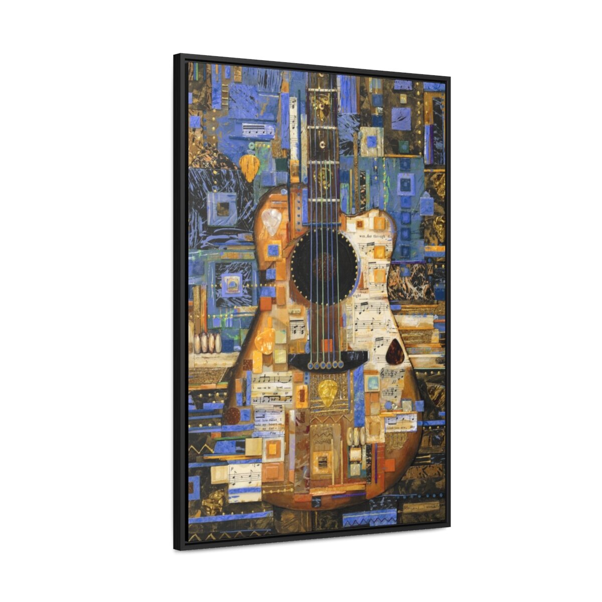 Guitar Evolution Music Stretched Canvas Wall Art 16x24 inch