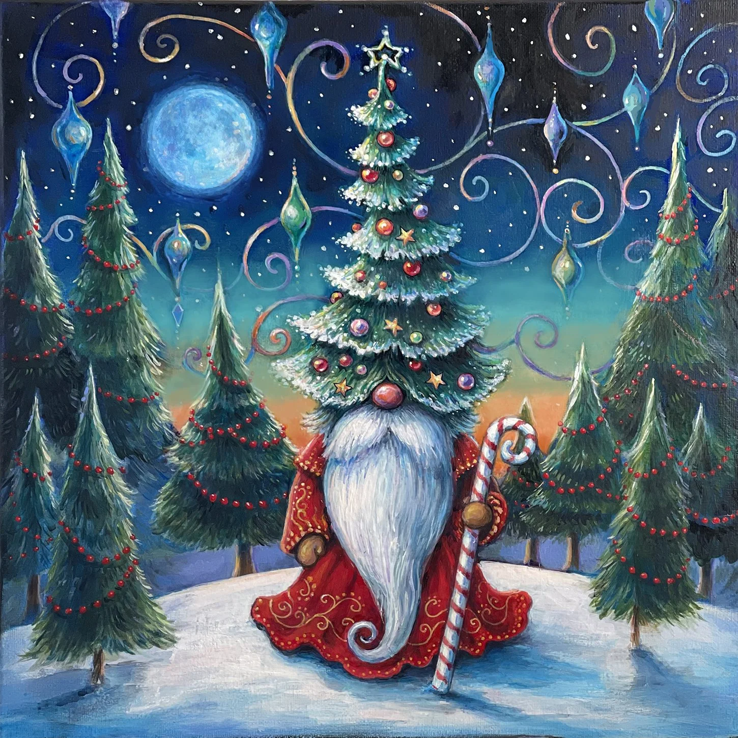 Sparkle and Shine It's Christmas Time 
 Acrylic – 14 in x 14 in Original art available for  purchase >