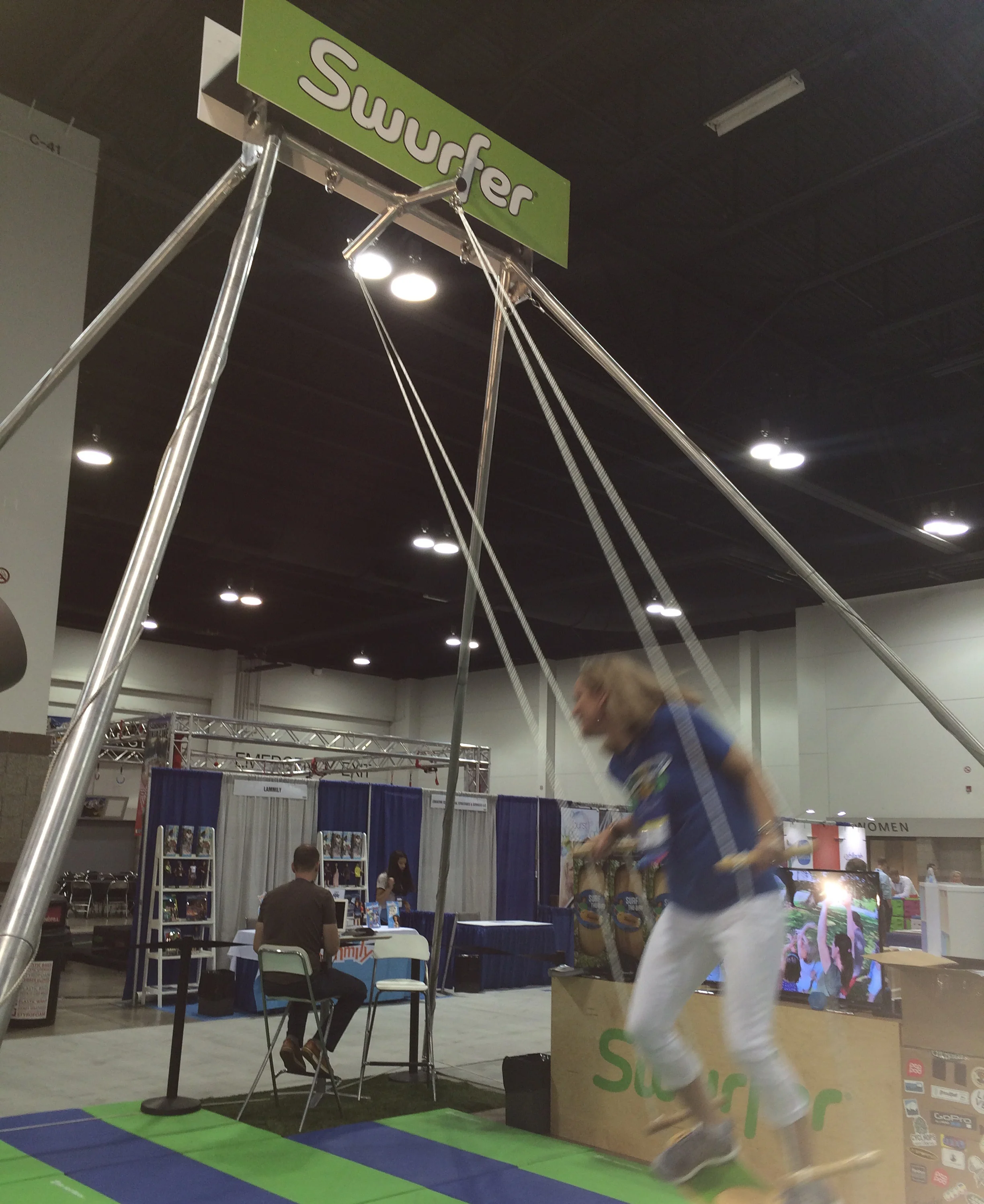 Having fun on The Swurfer at the ASTRA convention!