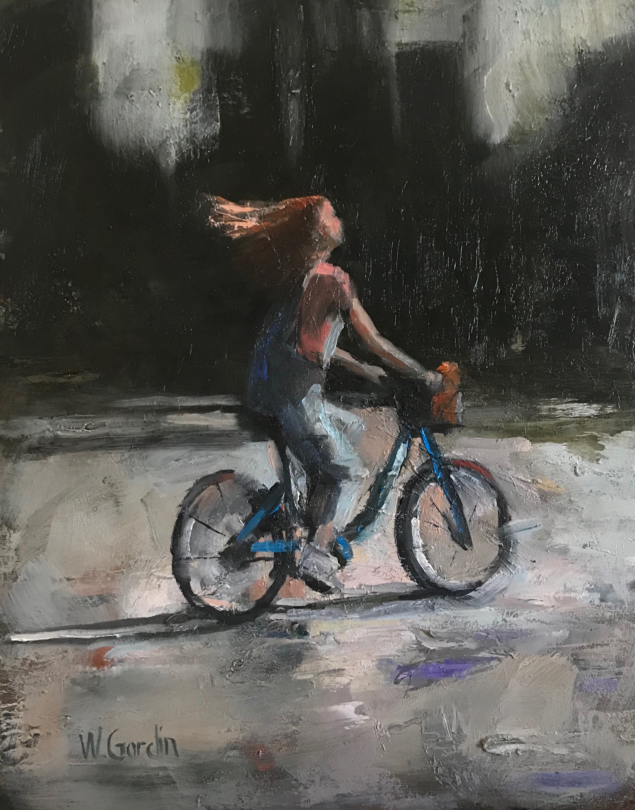  Cycling in Chicago Oil 14x11 $450 