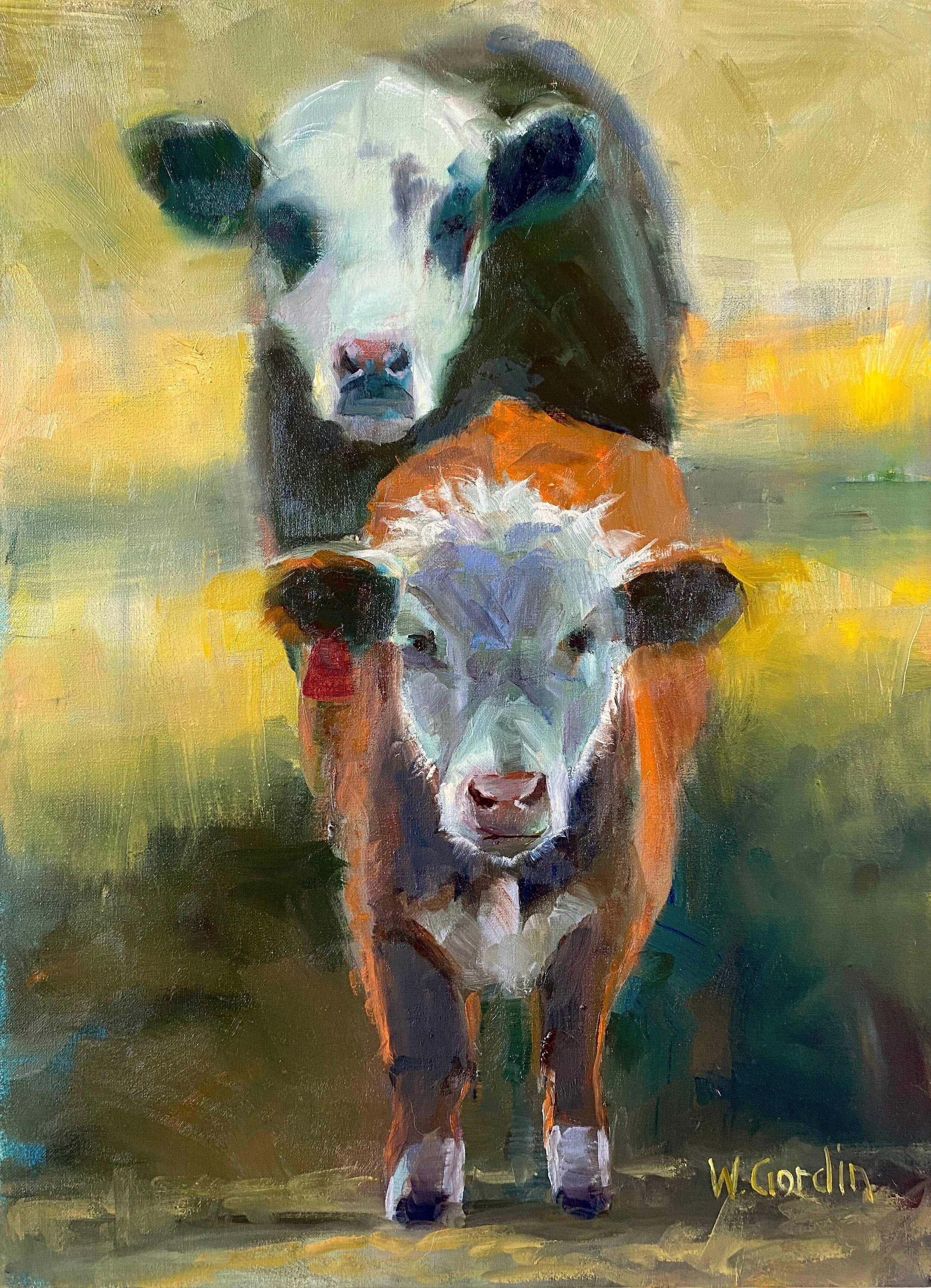  "Two Cows"  15x11 