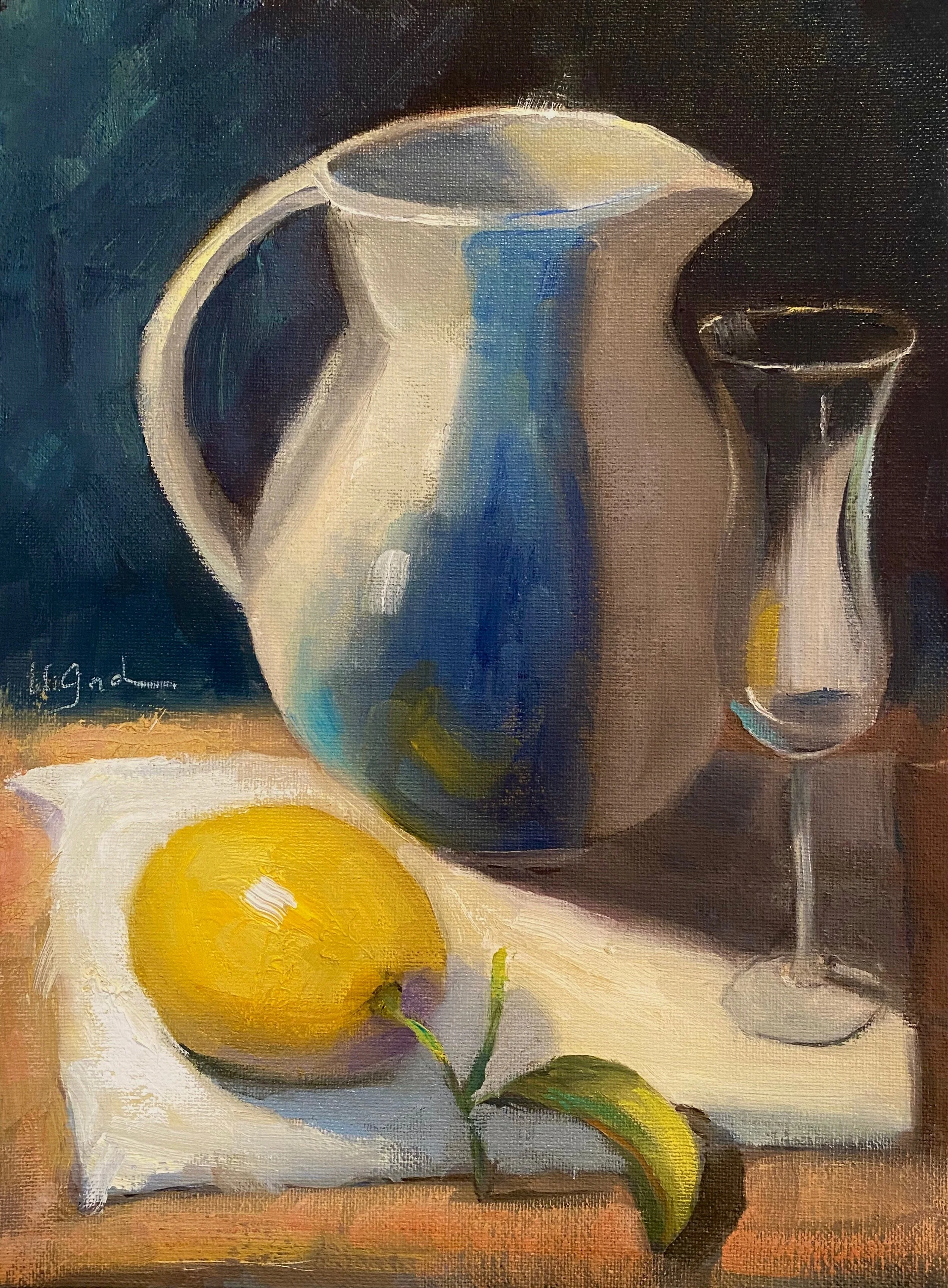  “Dad’s Pitcher”  12x9  Oil 