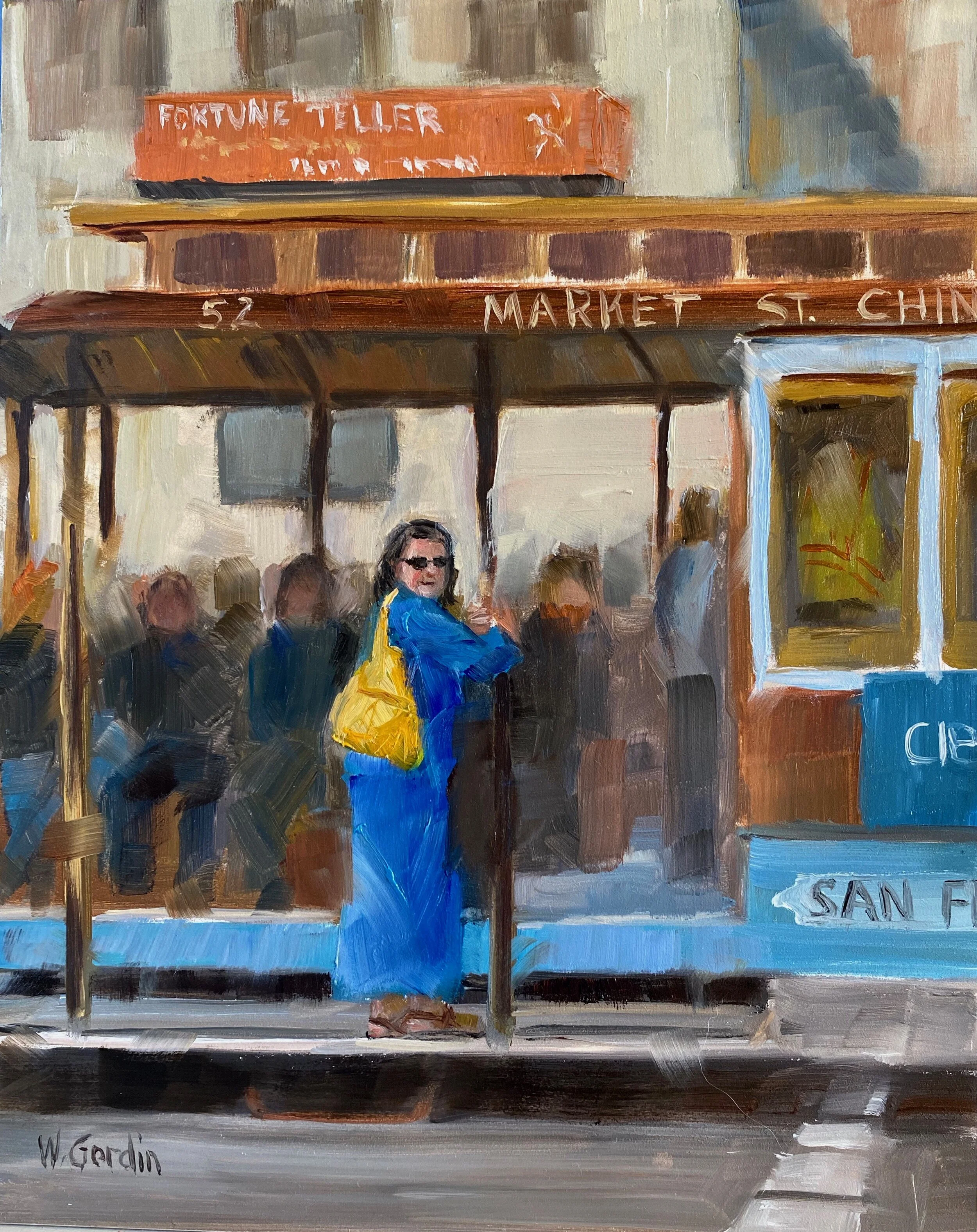  Cable Car Riding  Oil  10x8 