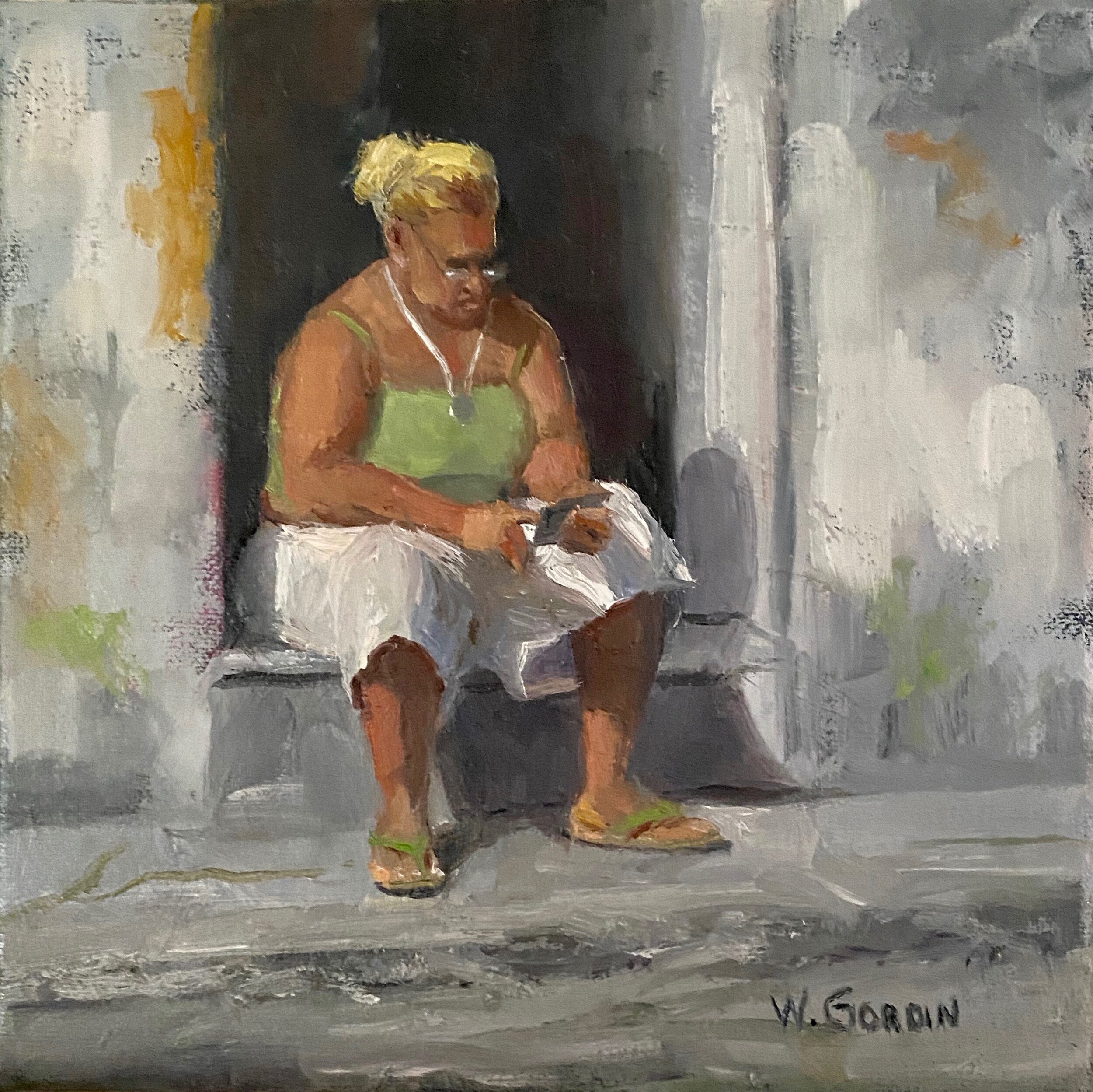  Cuban Doorstep  8x8  Oil 