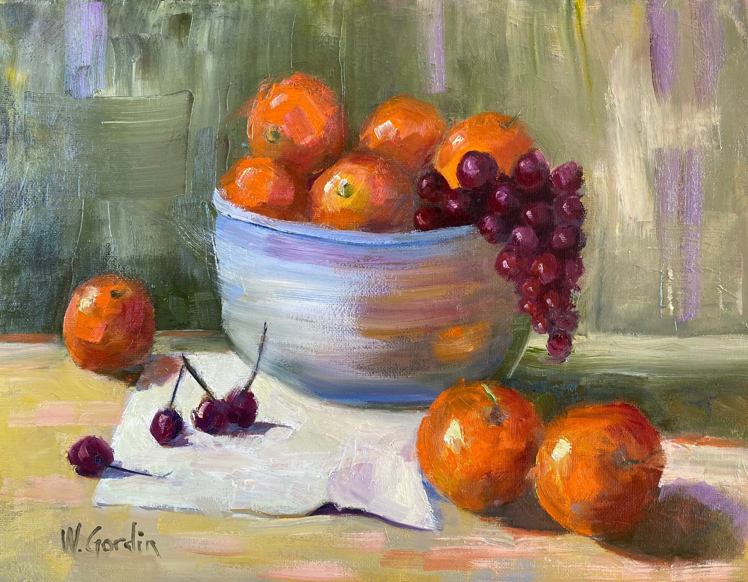  Oranges, Grapes and Cherries  11x14  Oil 