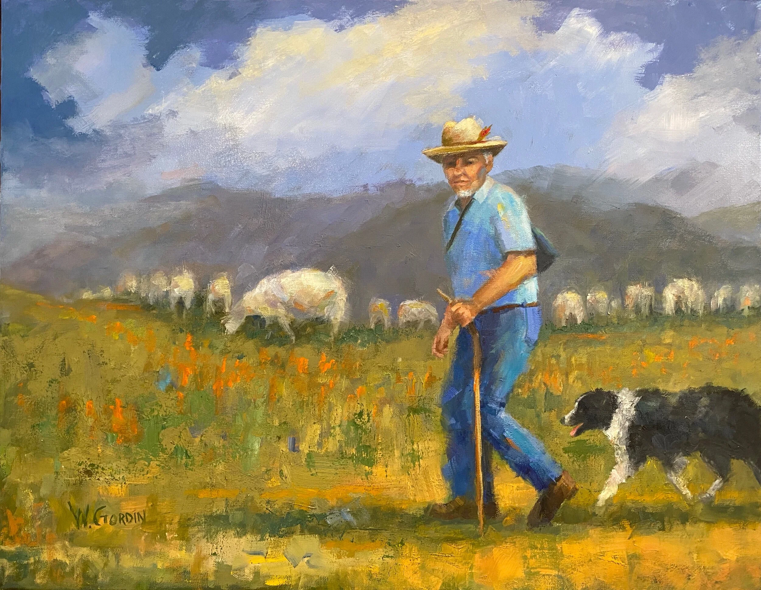  The Sheep Herder  22x28  Oil 