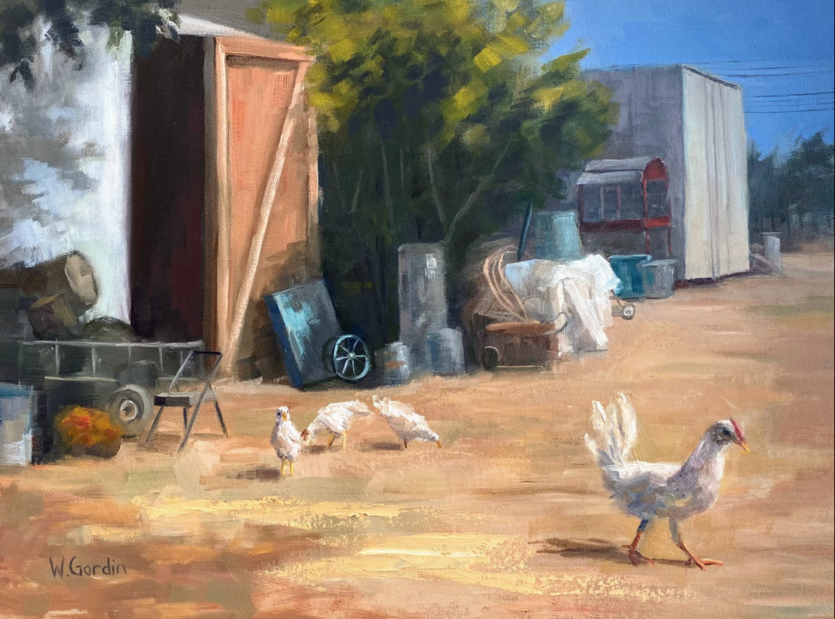  Why did the Chicken Cross the Road?  18x24 Oil 