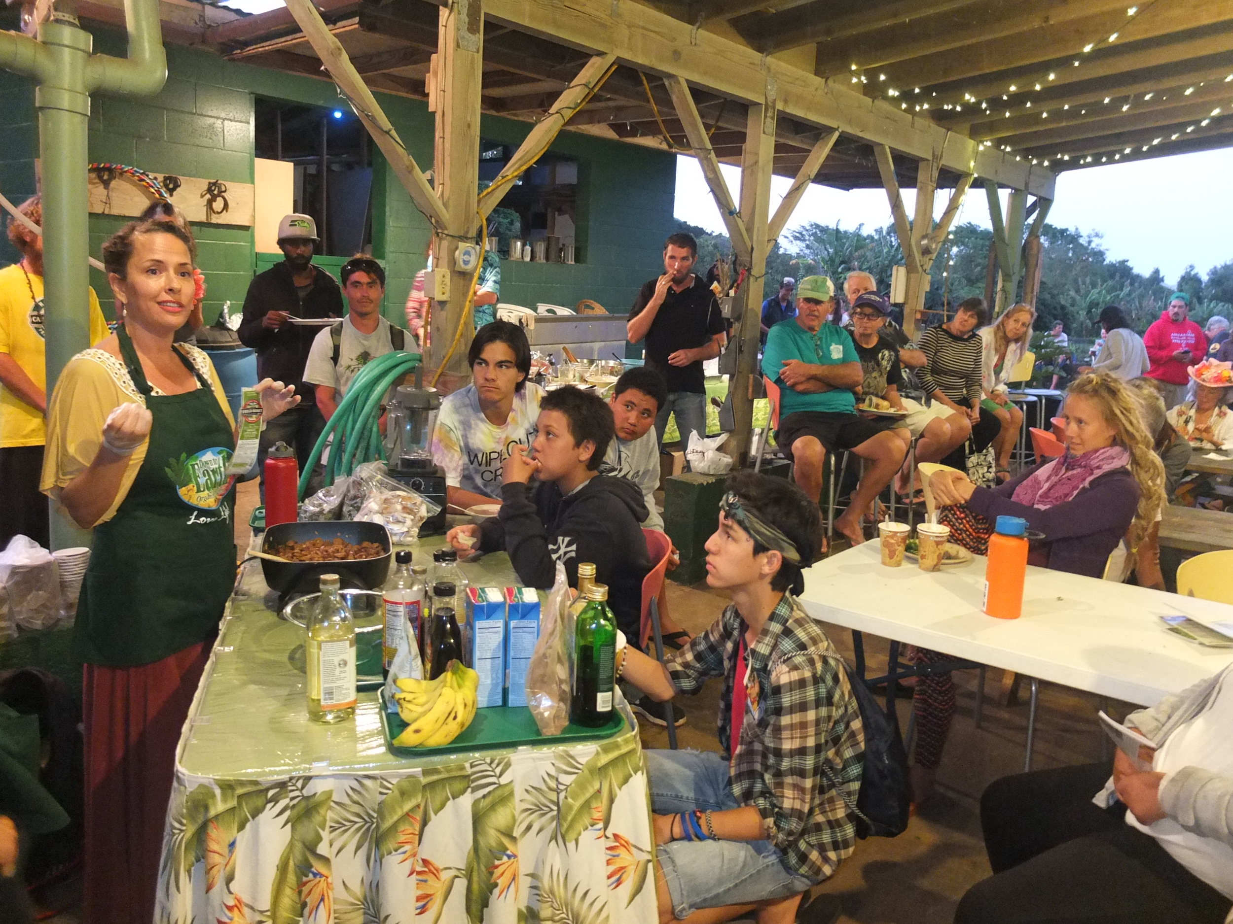 Trisha "Mama T" Gonsalves of Down To Earth Natural and Organic along with local farmers host ITY-Na kama Kai for an organic feast during her "Food as Medicine" demo.