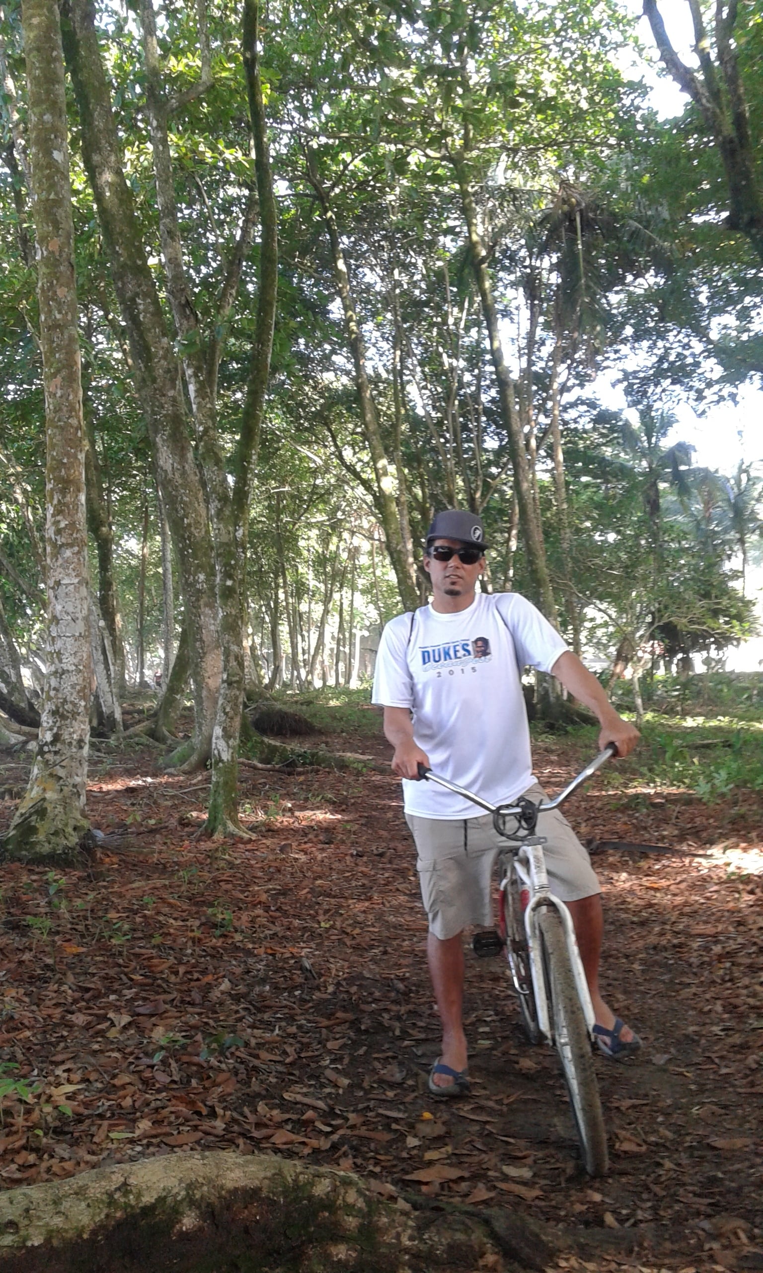 Founder of InterTribal Youth and Native Like Water, Marc Chavez on the trail of Marcus Garvey and along the bike Path from Puerto Viejo to Punta Uva, Costa Rica. He began his ride on this same path on his first surf trip to Central America, nearly 20 years ago.