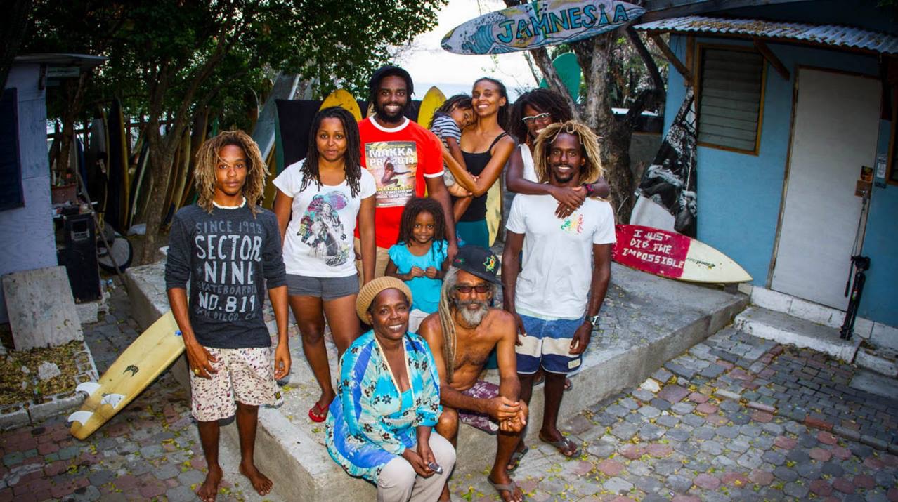 Billy Wilmot and Young Family of Jamnesia and Jamaica Surf Team. Youth appreciate the rare outlet of surfing, skating, Music, positive Vibes.
