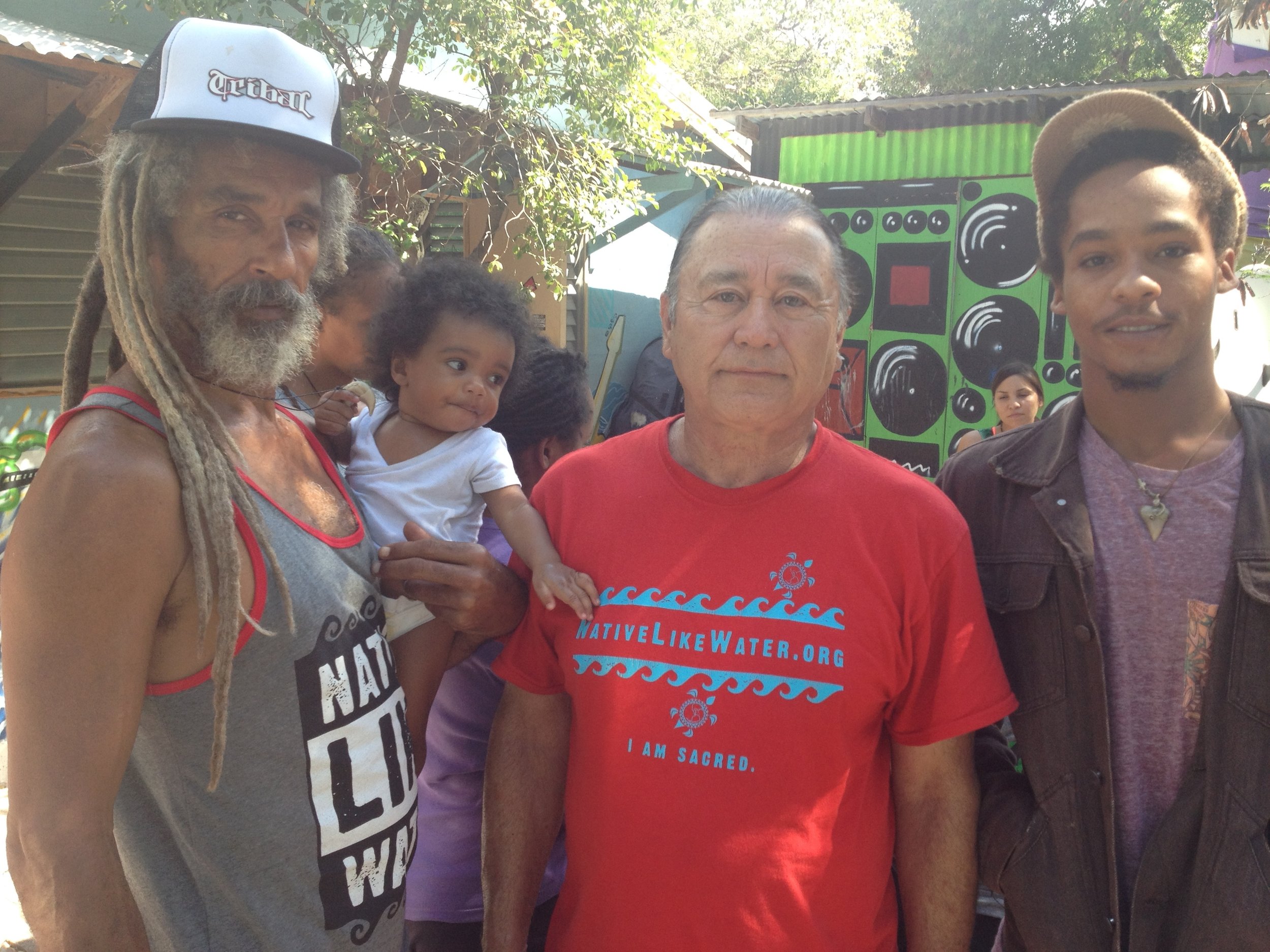 Patriarchs of the Indigenous Movements in Jamaica and California, respectfully. Uncle Billy Mystic and Uncle Larry Moto Banegas with youth, Jamnesia Surf, Skate and Music Camp.
