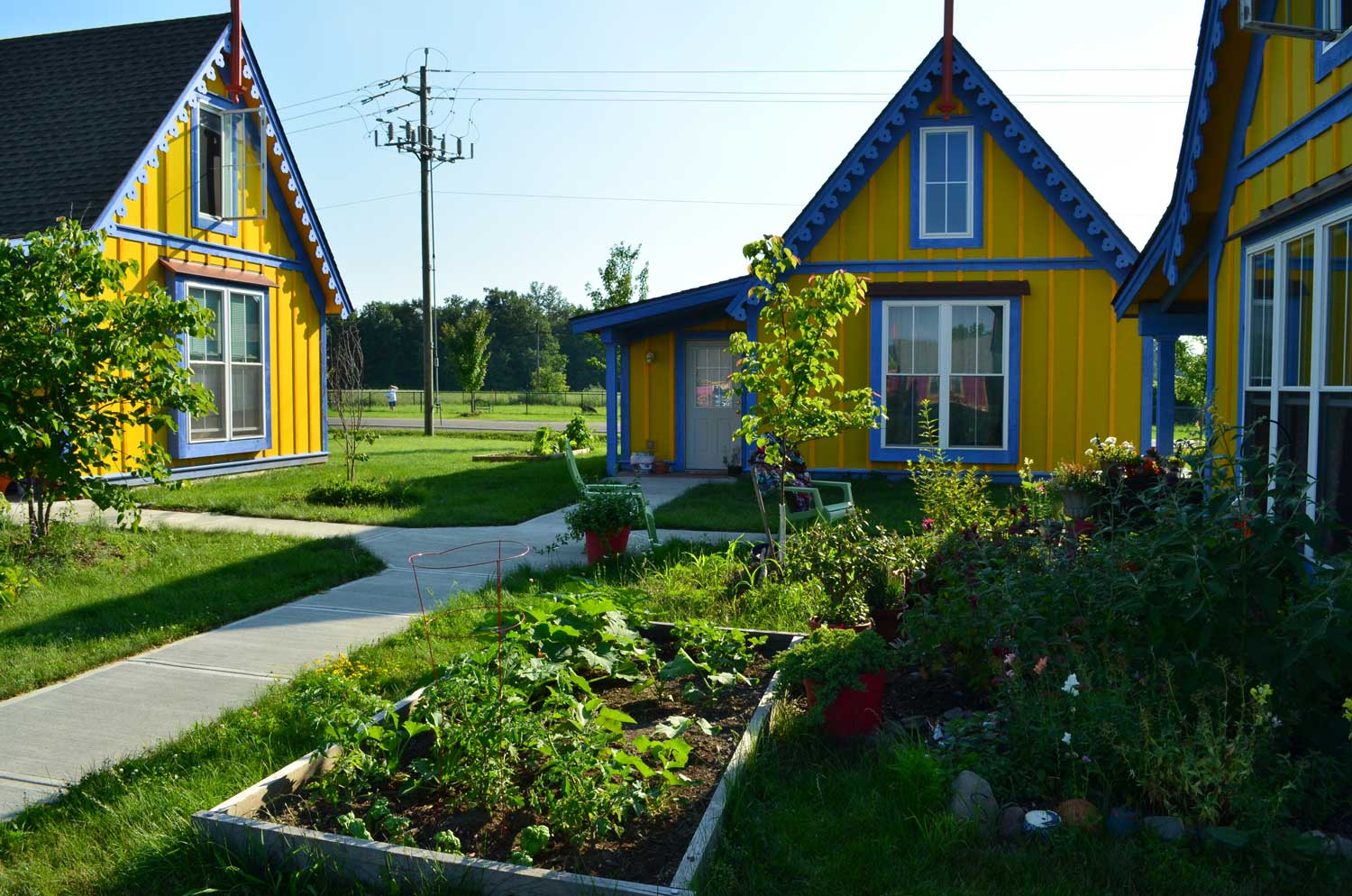 Sustainable gardens in front of apartments