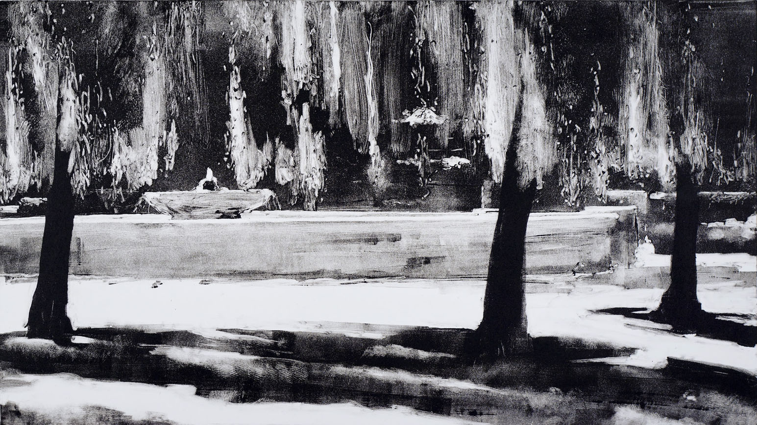 Stanford Fountain, monotype, 8.5" x 15", 2012