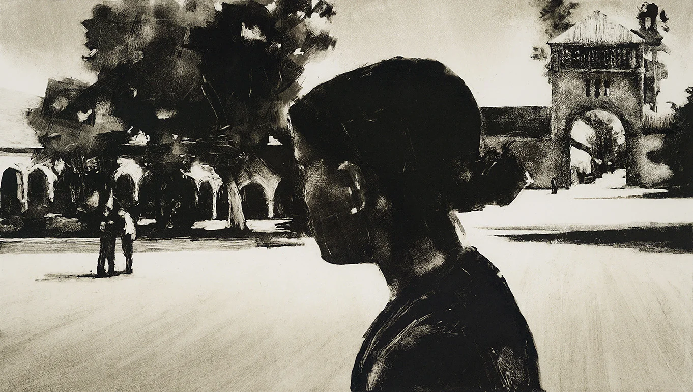 In the Quad, monotype, 8.25" x 14.75", 2012
