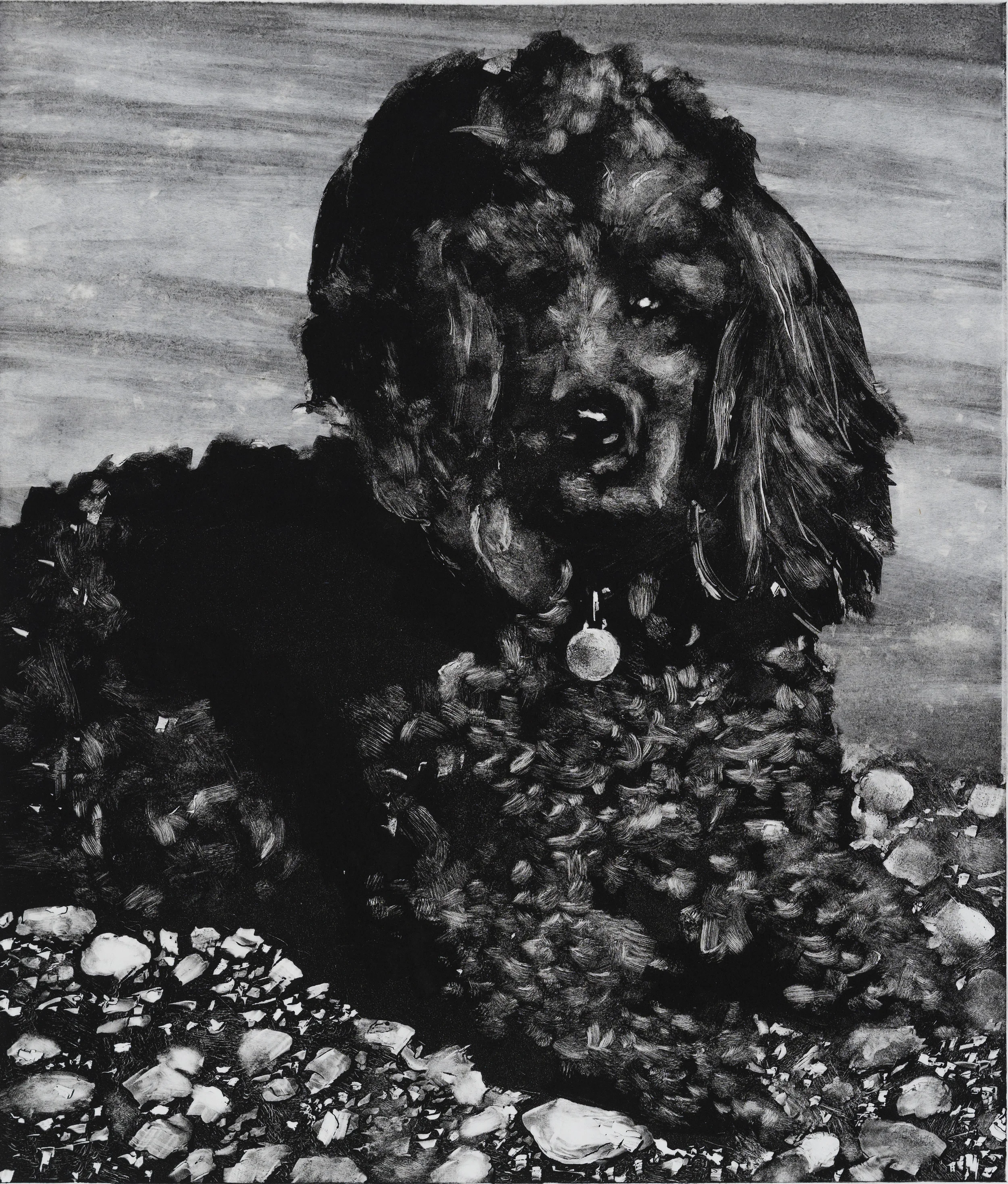 Beach Dog No.2, monotype, 14" x 12", 2016