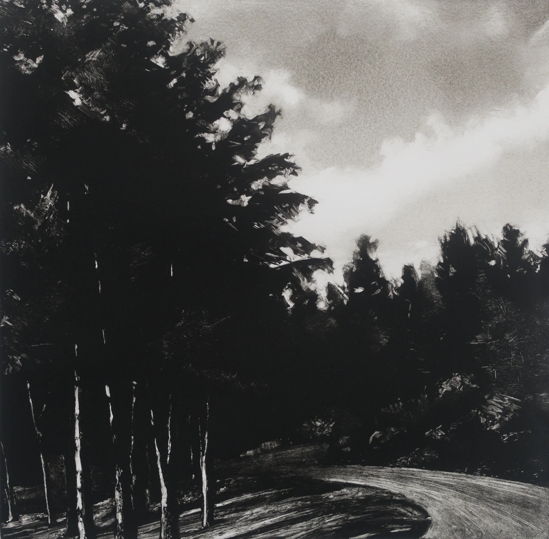 Road's End, 2016, monotype, 12" x 12", 2016