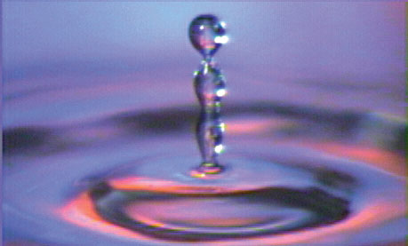  Water drop impacting pool of water. 