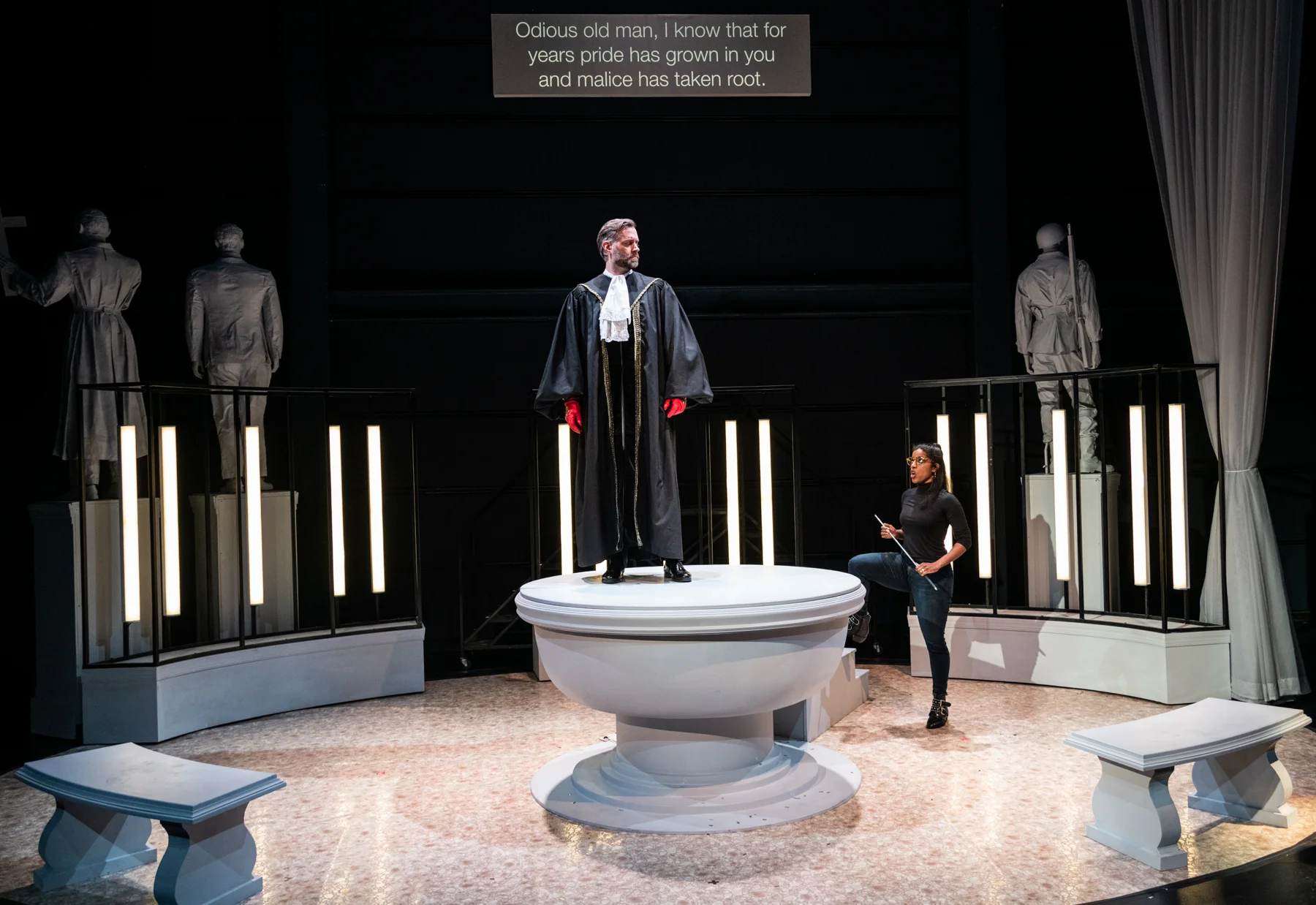 the student interrogates the judge
